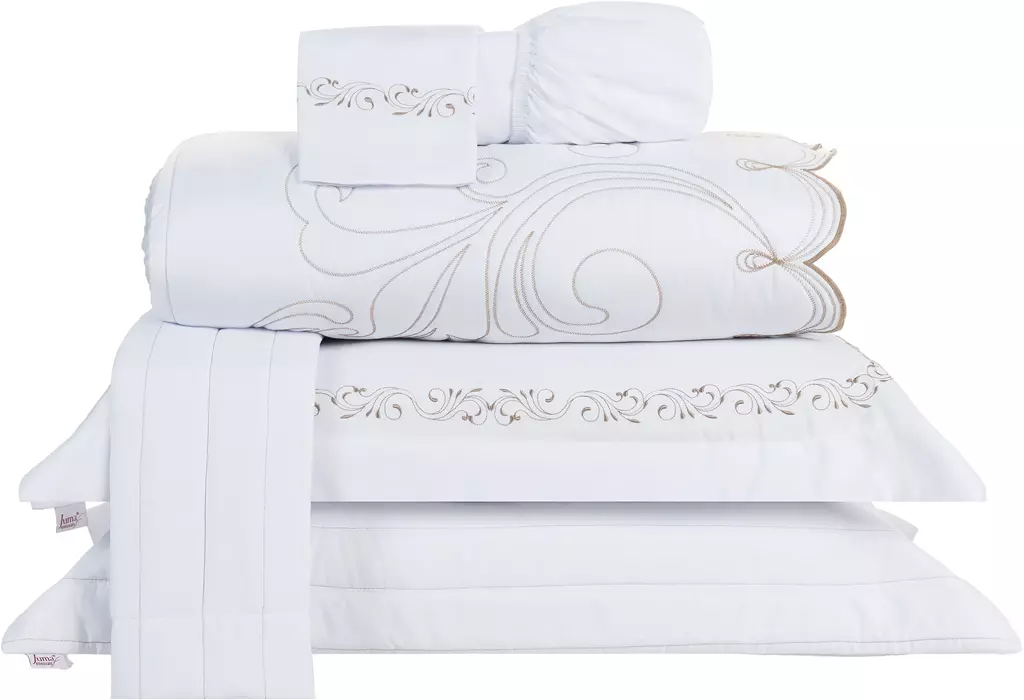KIT ENXOVAL KING VERSÁTILE DUO 06 PEÇAS - MATELASSADO E BORDADO -  MEDIDA DE SUPER KING foto adicional 19