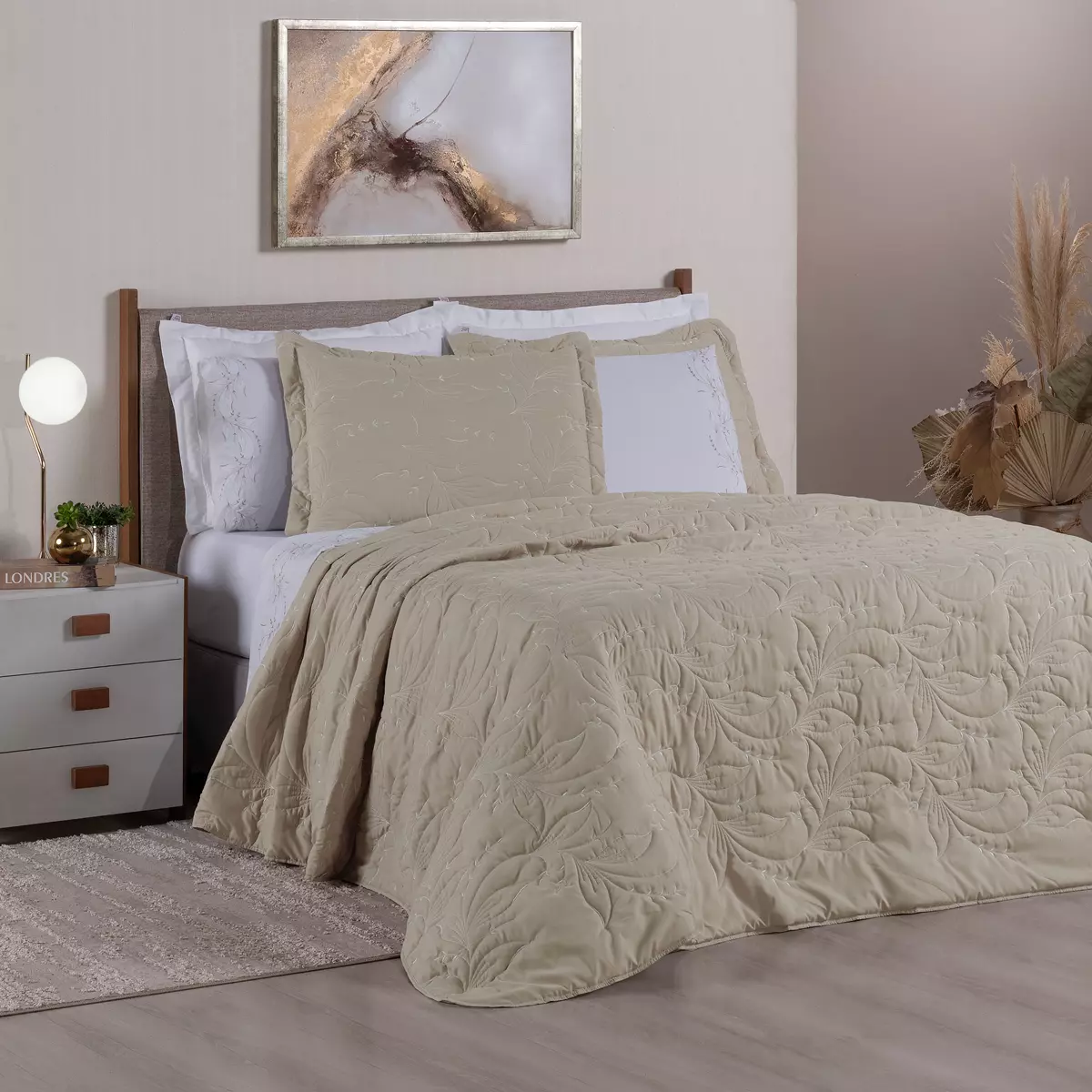 COBRE LEITO QUEEN SINTONIA 03 PEÇAS - 200 FIOS - BORDADO