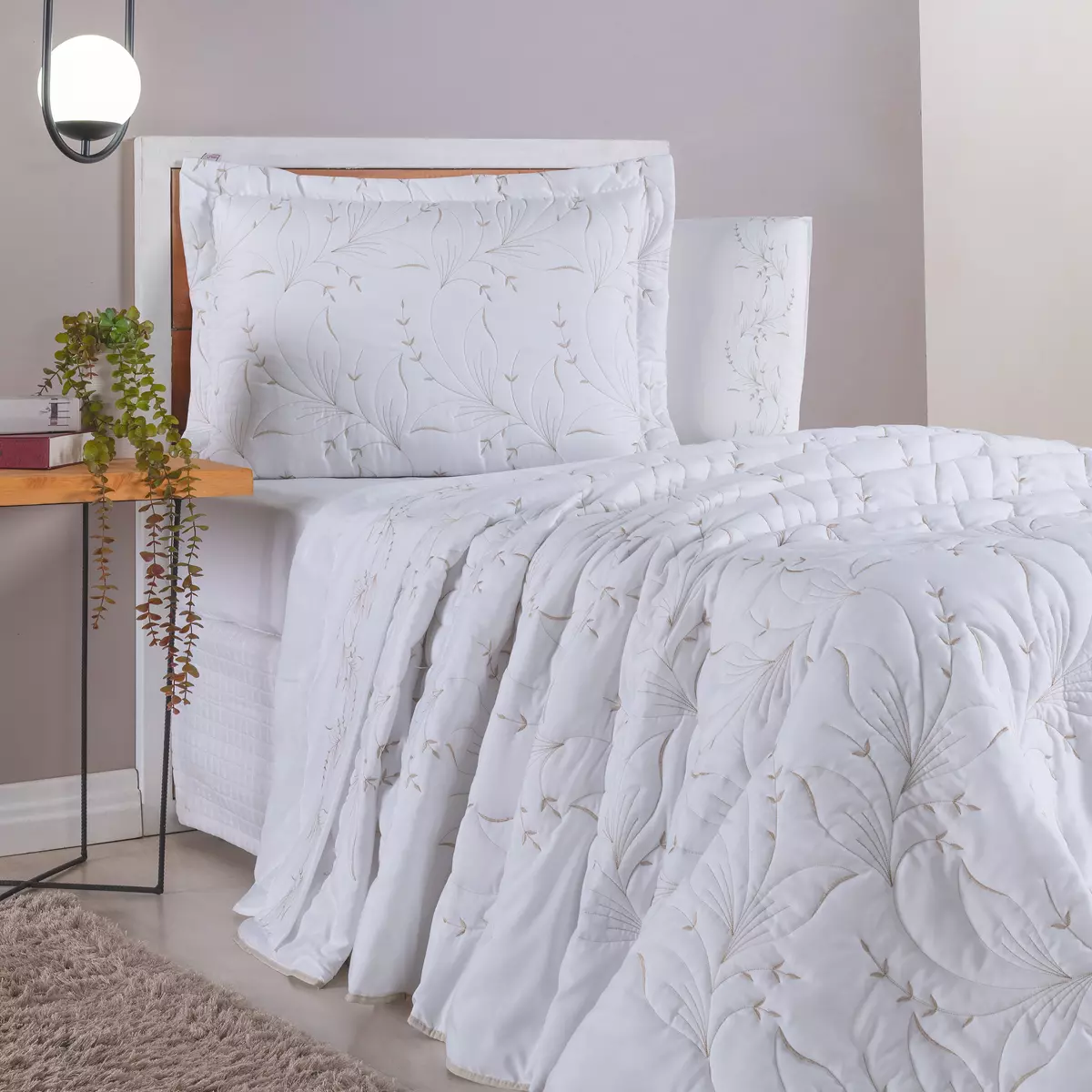 COBRE LEITO SOLTEIRO SINTONIA 02 PECAS - 200 FIOS - BORDADO