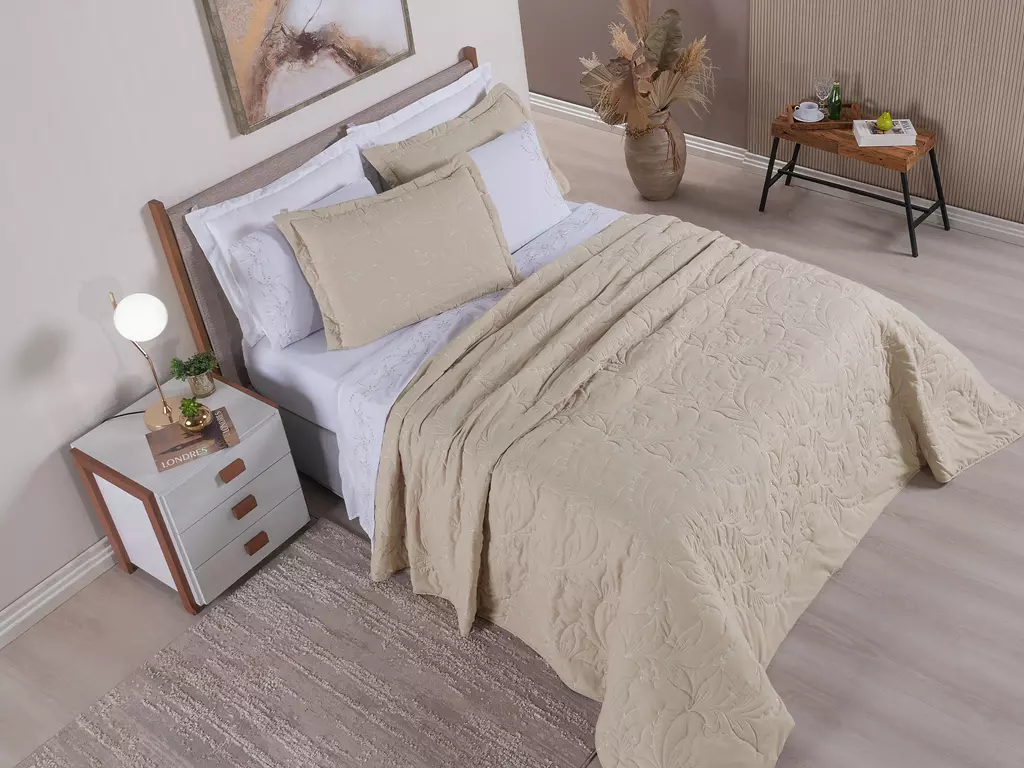 COBRE LEITO SOLTEIRO SINTONIA 02 PECAS - 200 FIOS - BORDADO foto adicional 5