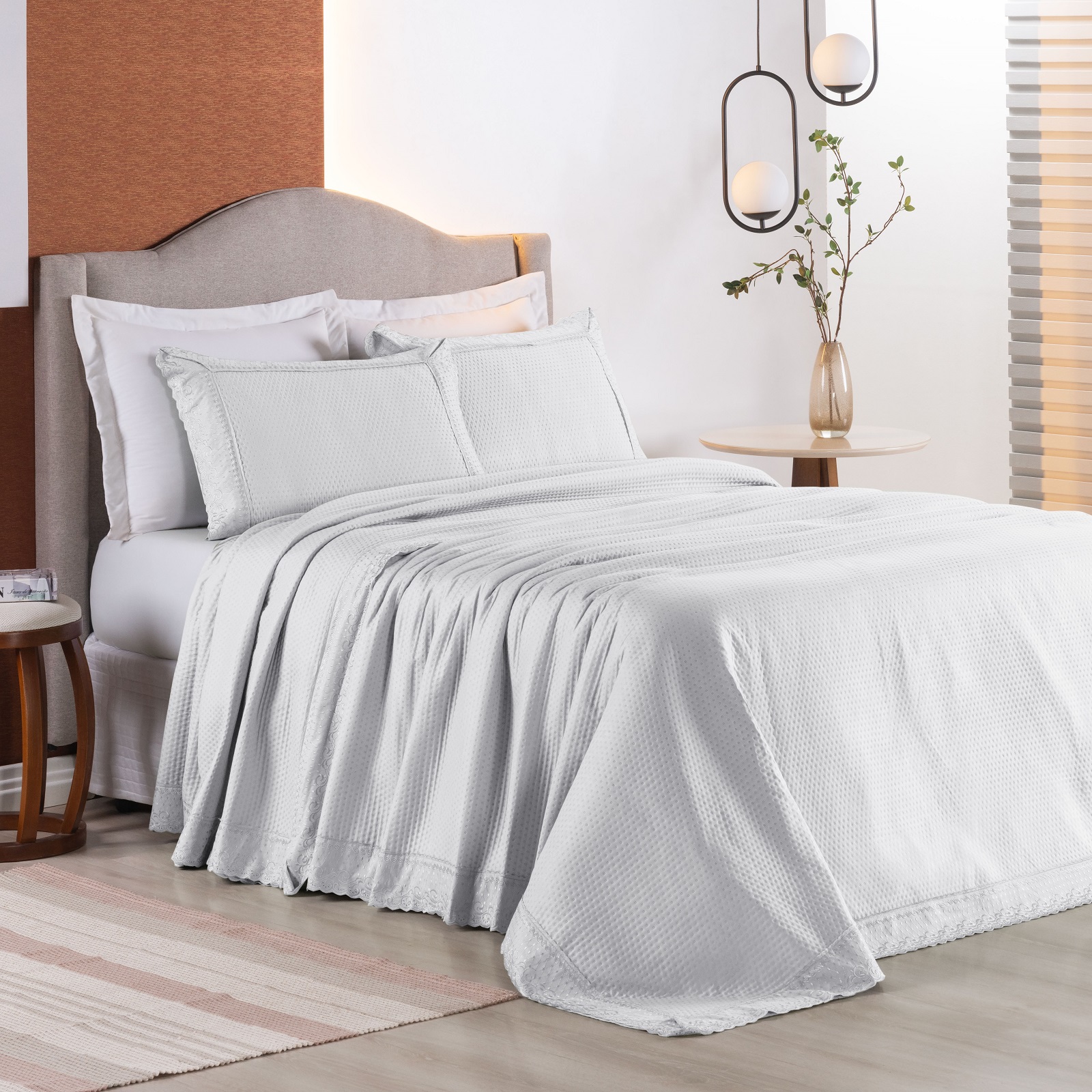 KIT COLCHA QUEEN HOME PARIS 3 PEÇAS - DETALHES BORDADO INGLÊS foto adicional 6