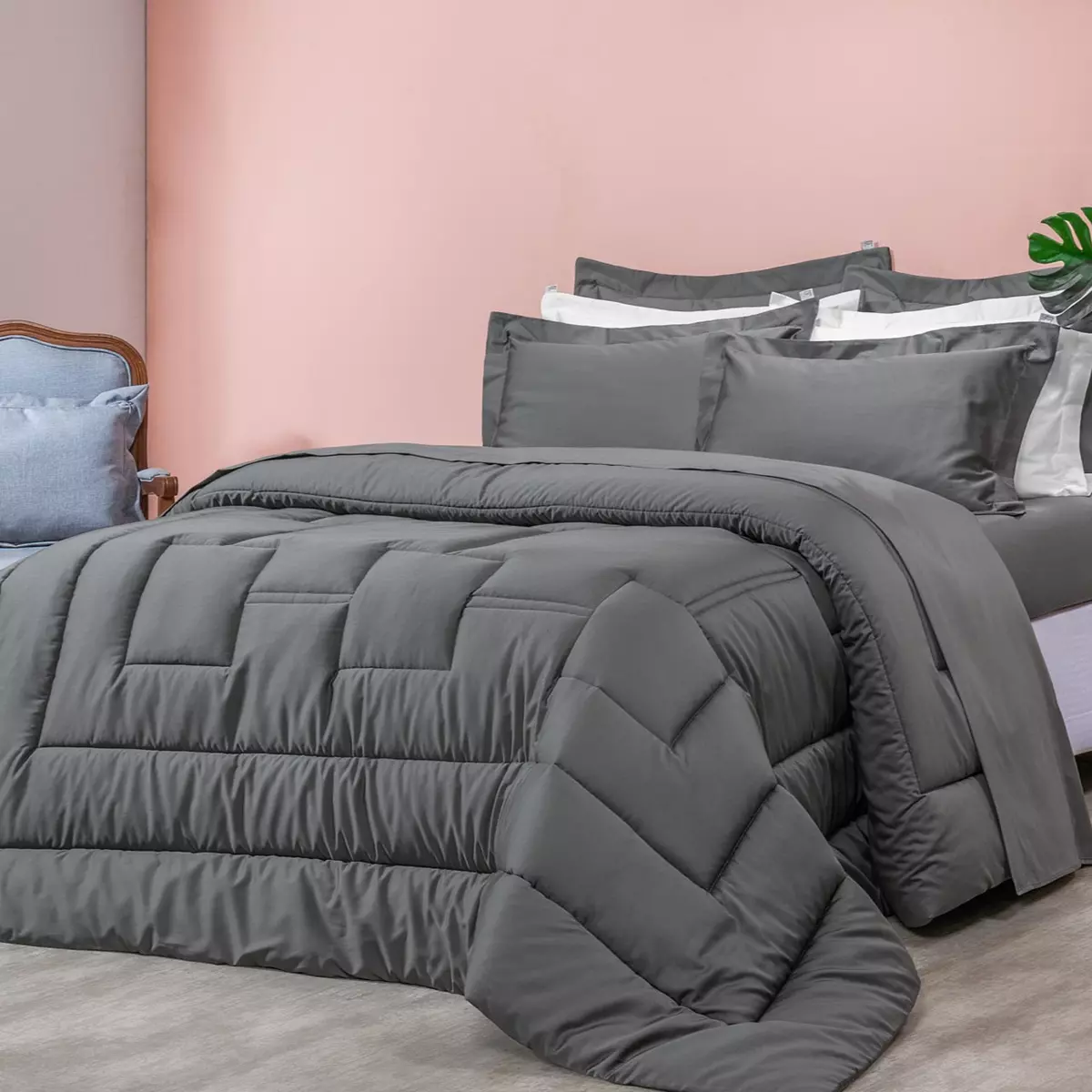 KIT EDREDOM QUEEN CLASS 03 PEÇAS - DUPLA FACE - 400 FIOS ACETINADOS - 4 CORES