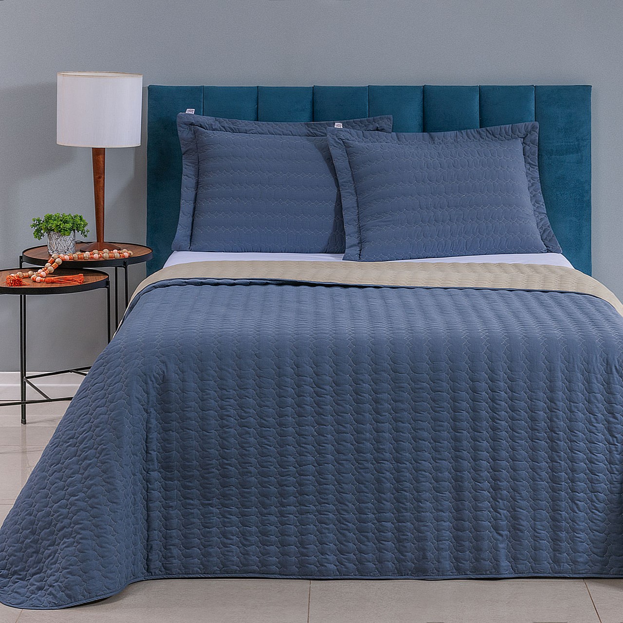 COBRE LEITO DUPLA FACE KING CASUAL 03 PEÇAS - 230 FIOS - medida para Super King foto adicional 2