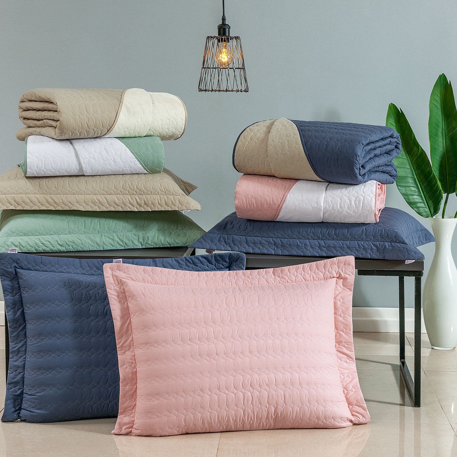 COBRE LEITO DUPLA FACE KING CASUAL 03 PEÇAS - 230 FIOS - medida para Super King foto adicional 10