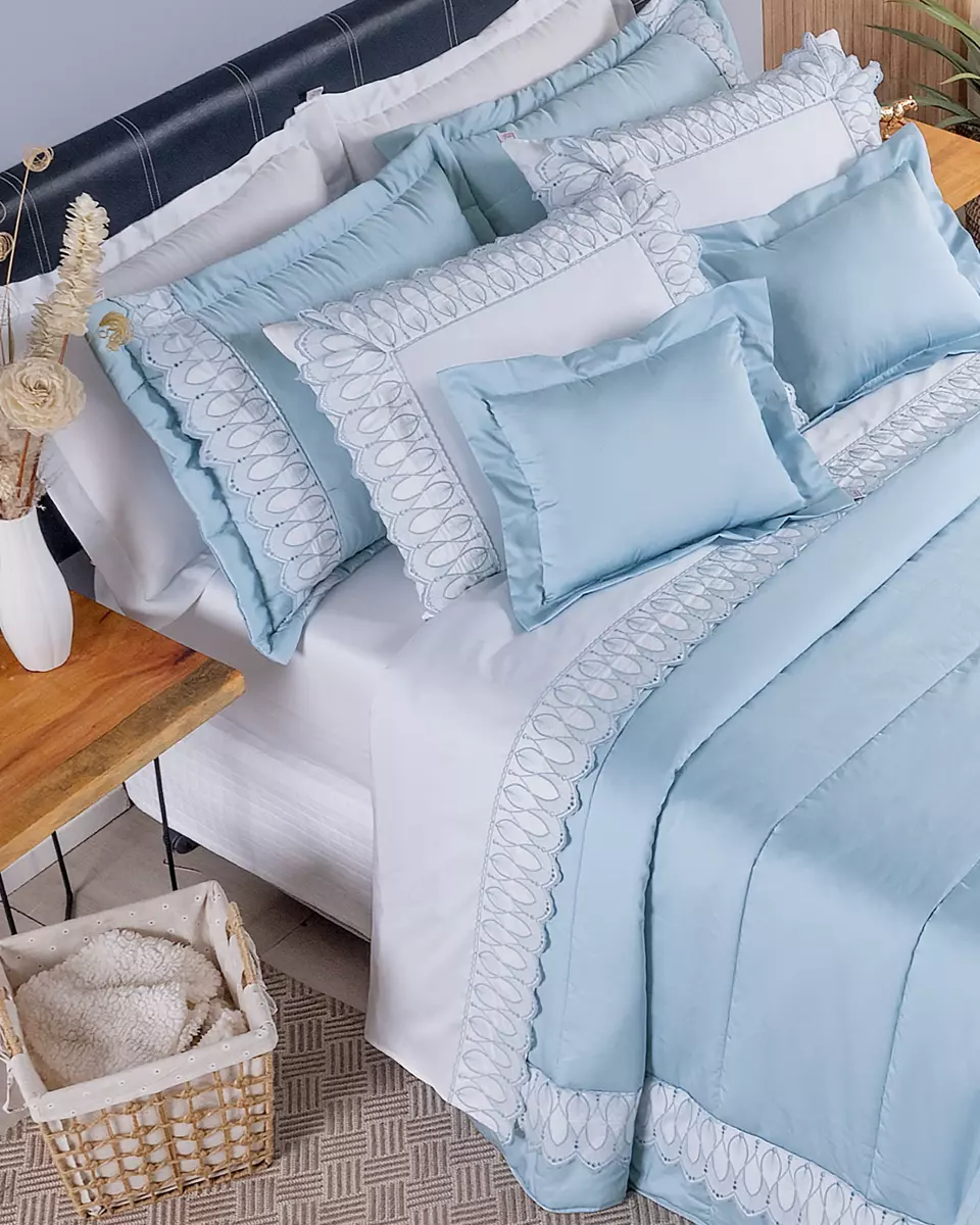 JOGO DE CAMA BORDADO KING ROYALE  4 PEÇAS - 400 FIOS - PURO ALGODÃO