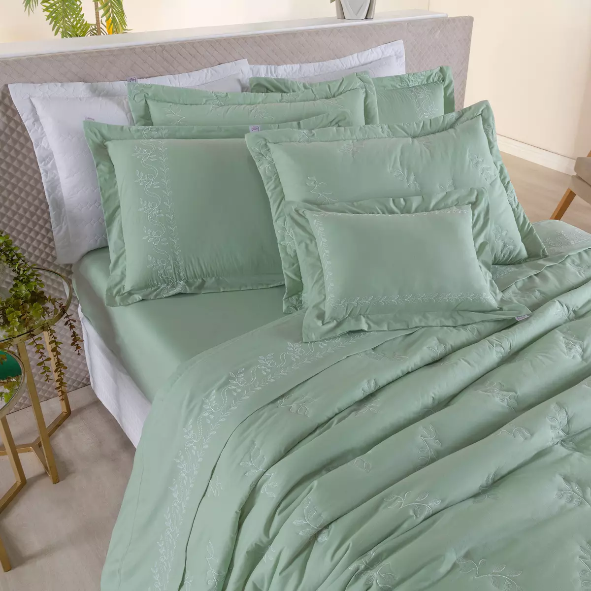 JOGO DE CAMA KING BORDADO GARDEN 4 PEÇAS foto adicional 4