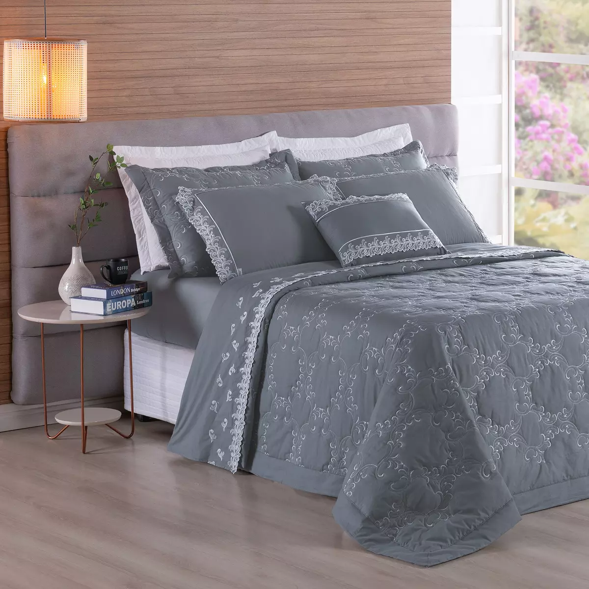 COBRE LEITO KING BORDADO SELECT 3 PEÇAS - 230 FIOS foto adicional 4