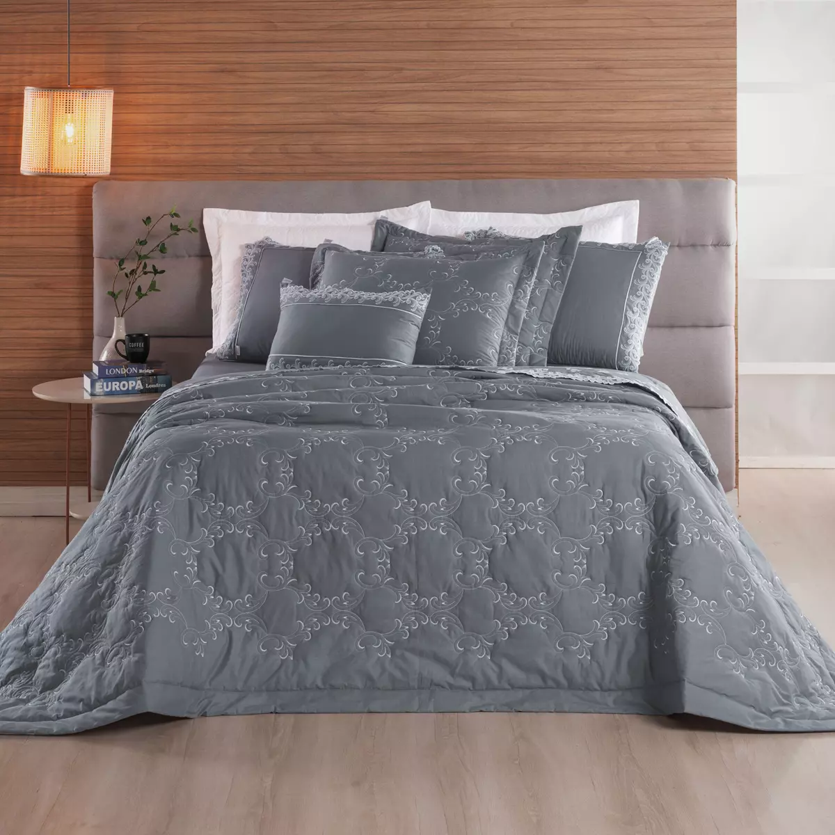 COBRE LEITO QUEEN BORDADO SELECT  3 PEÇAS - 250 FIOS foto adicional 4