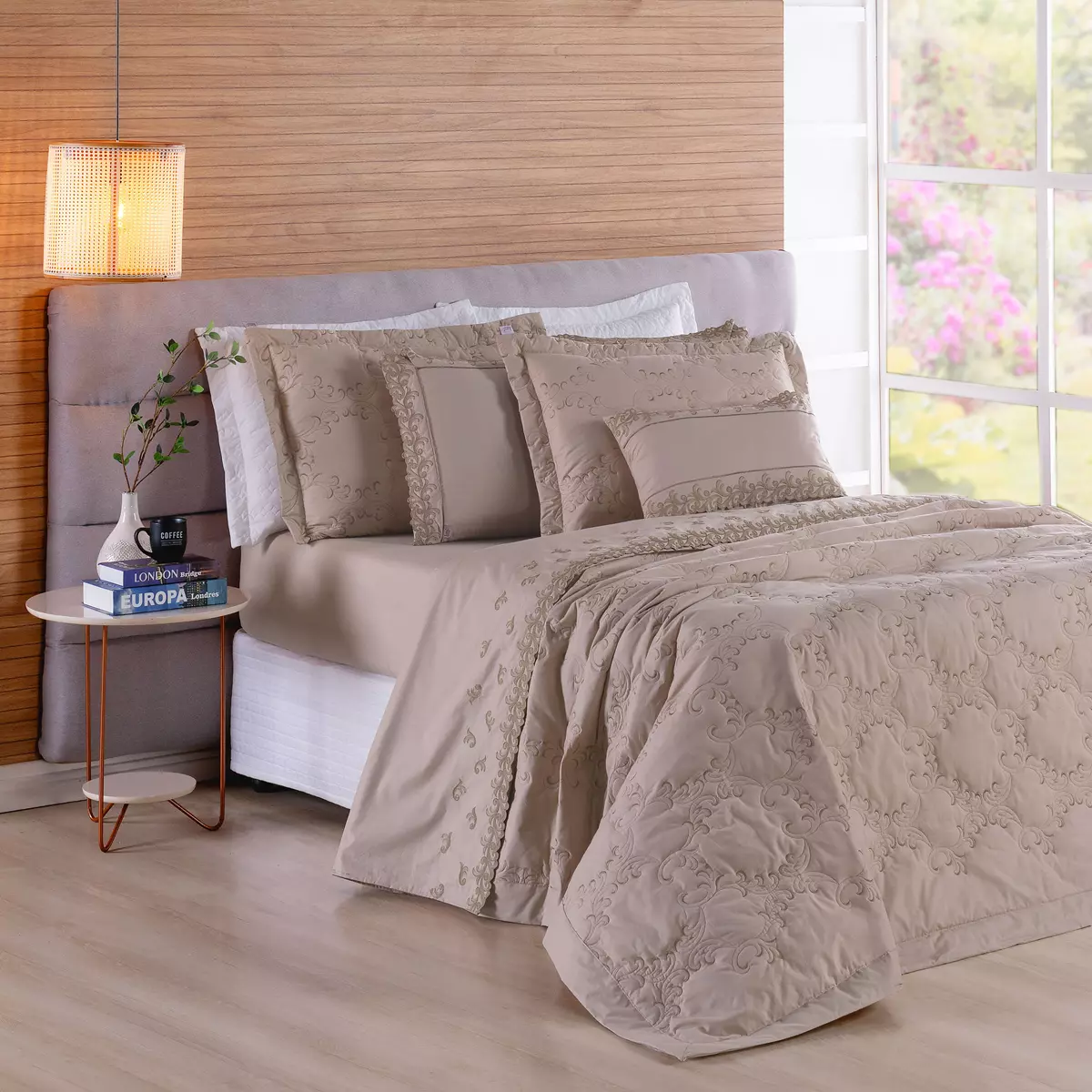 COBRE LEITO QUEEN BORDADO SELECT  3 PEÇAS - 250 FIOS foto adicional 5