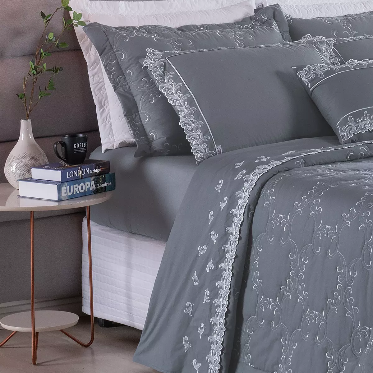 JOGO DE CAMA KING  BORDADO SELECT 4 PEÇAS - 230 FIOS foto adicional 5