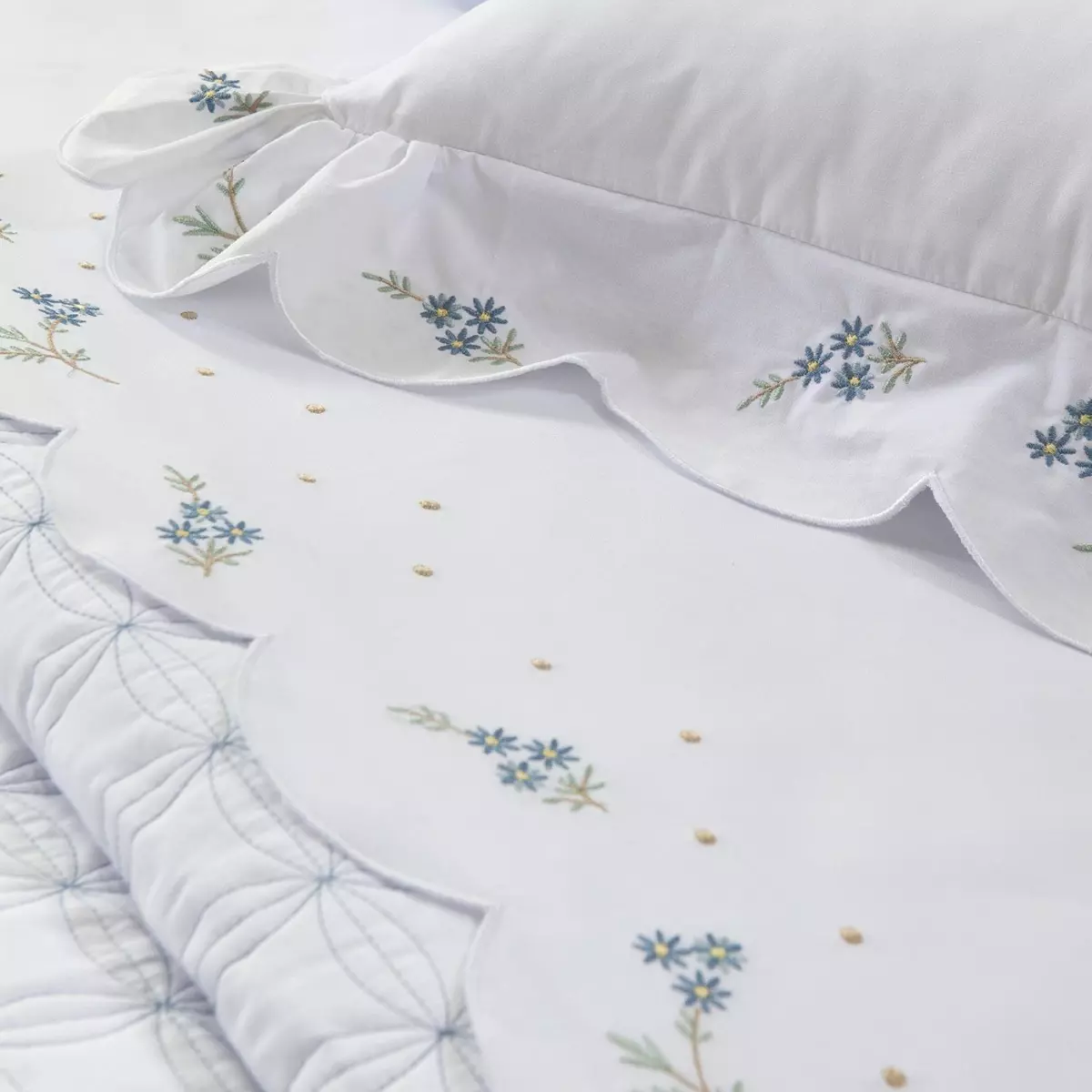 JOGO DE CAMA QUEEN VERENNA 04 PEÇAS  - PERCAL 250 FIOS - BORDADO foto adicional 2