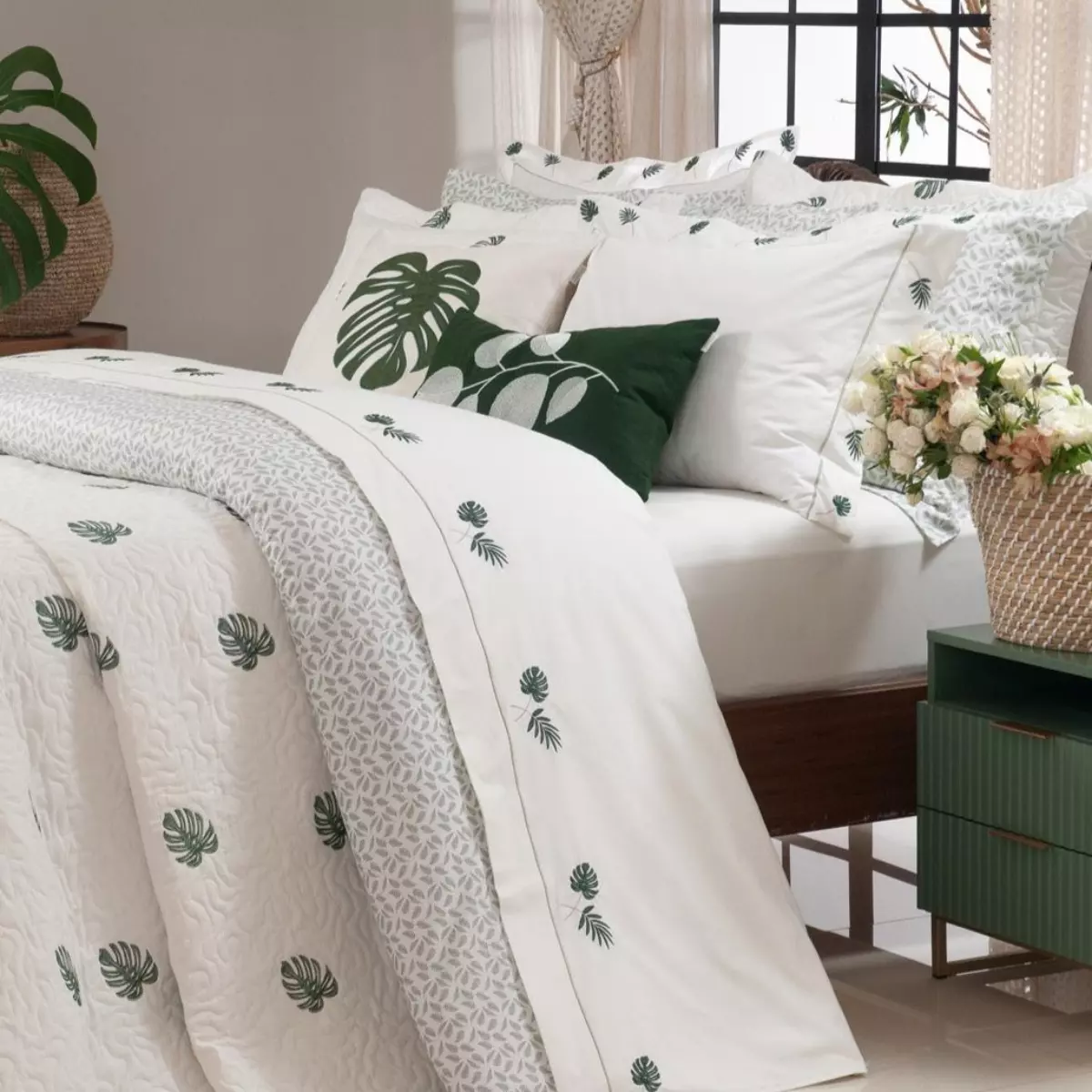 JOGO DE CAMA QUEEN  PRIMAVERA 4 PEÇAS - PERCAL 200 FIOS