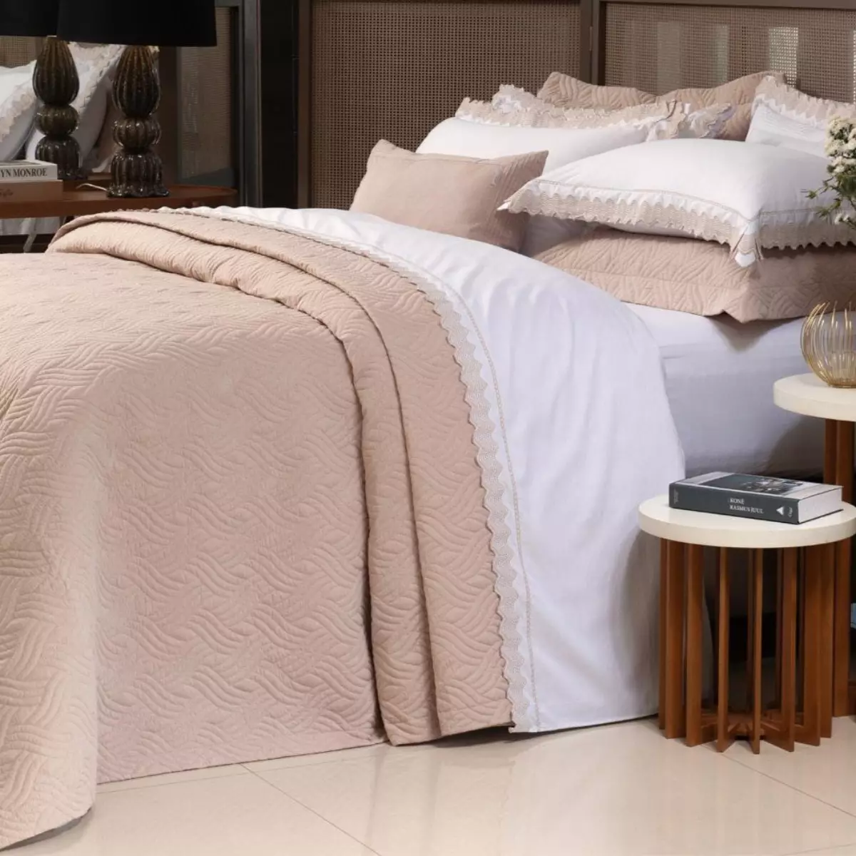 COBRE LEITO SUPER KING BELINE  3 PEÇAS - TECIDO CHAMBRAY