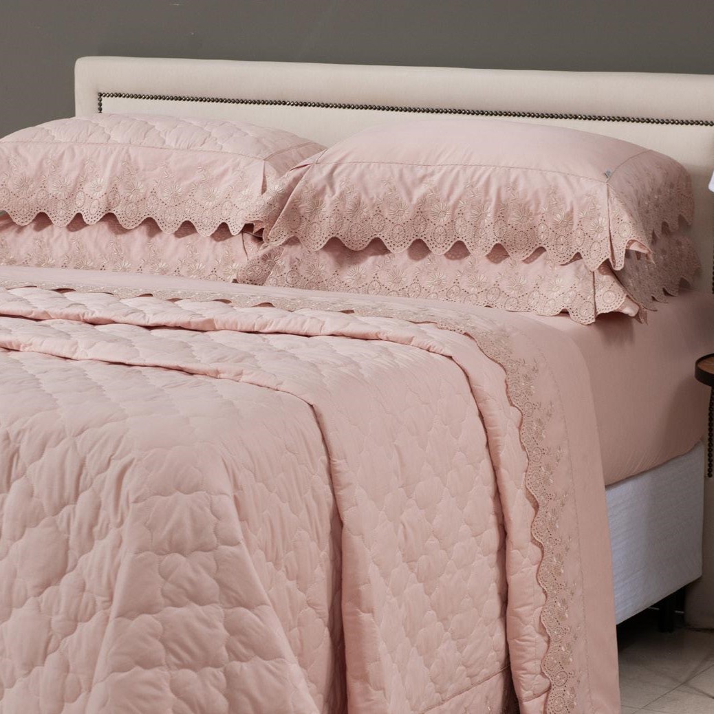 JOGO DE CAMA BORDADO QUEEN ELEGANZA  4 PEÇAS