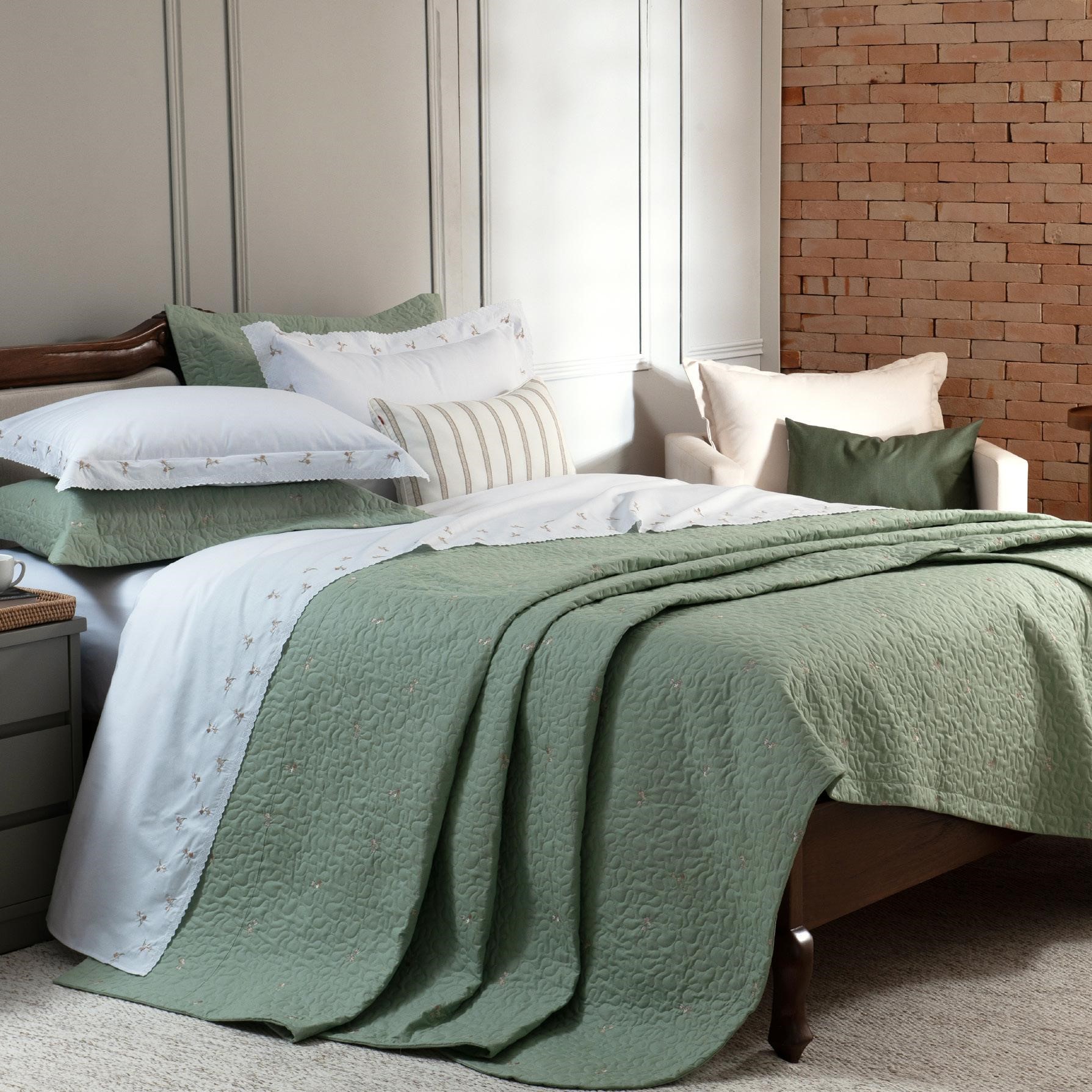 COBRE LEITO BORDADO SUPER  KING  FASCÍNIO 3 PEÇAS