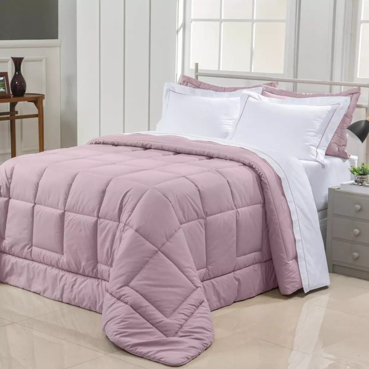 EDREDOM QUEEN PRÁTIC 1 PEÇA - PERCAL 200 FIOS -  DUPLA FACE foto adicional 5