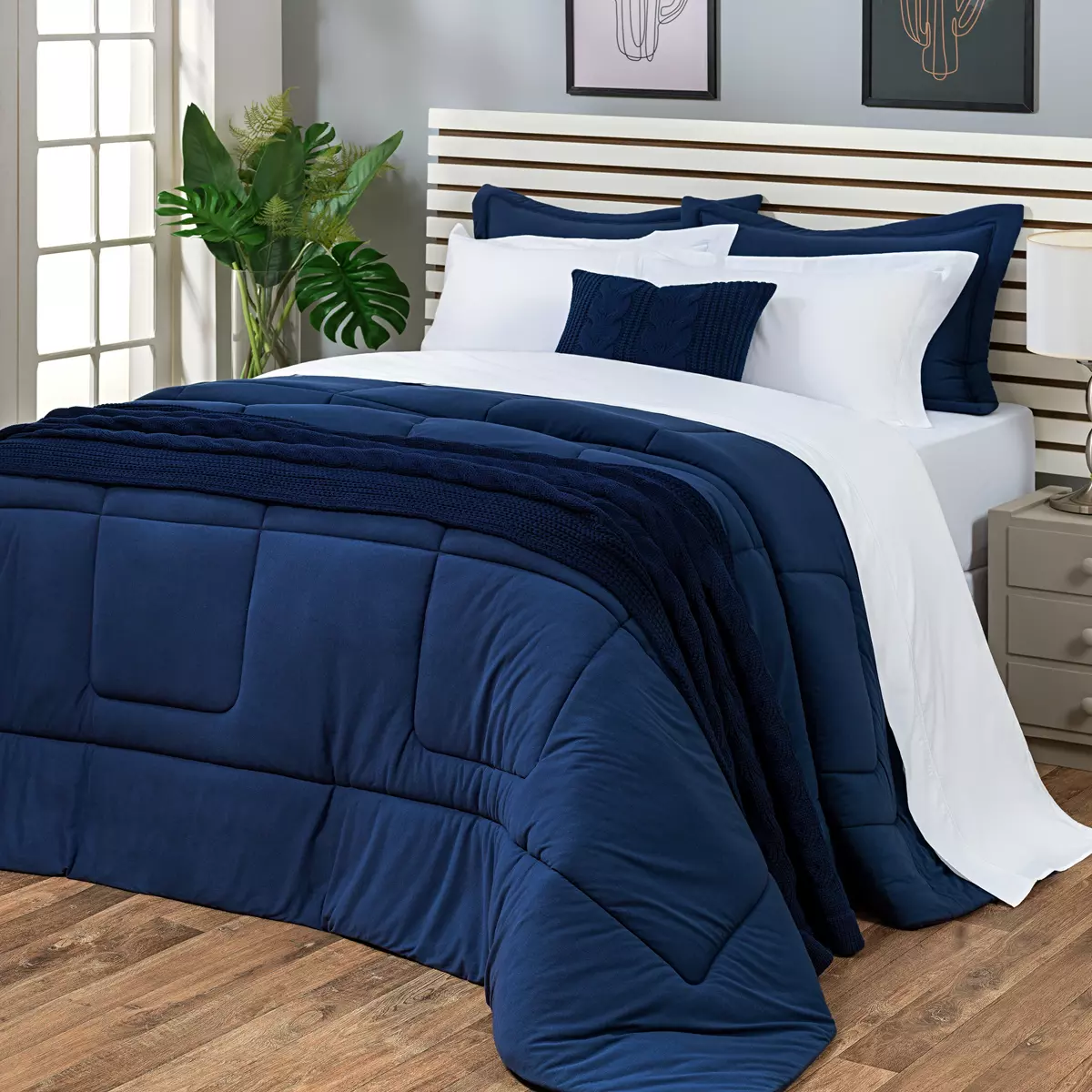 EDREDOM SUPER KING PRÁTIC 1 PEÇA - PERCAL 200 FIOS DUPLA FACE