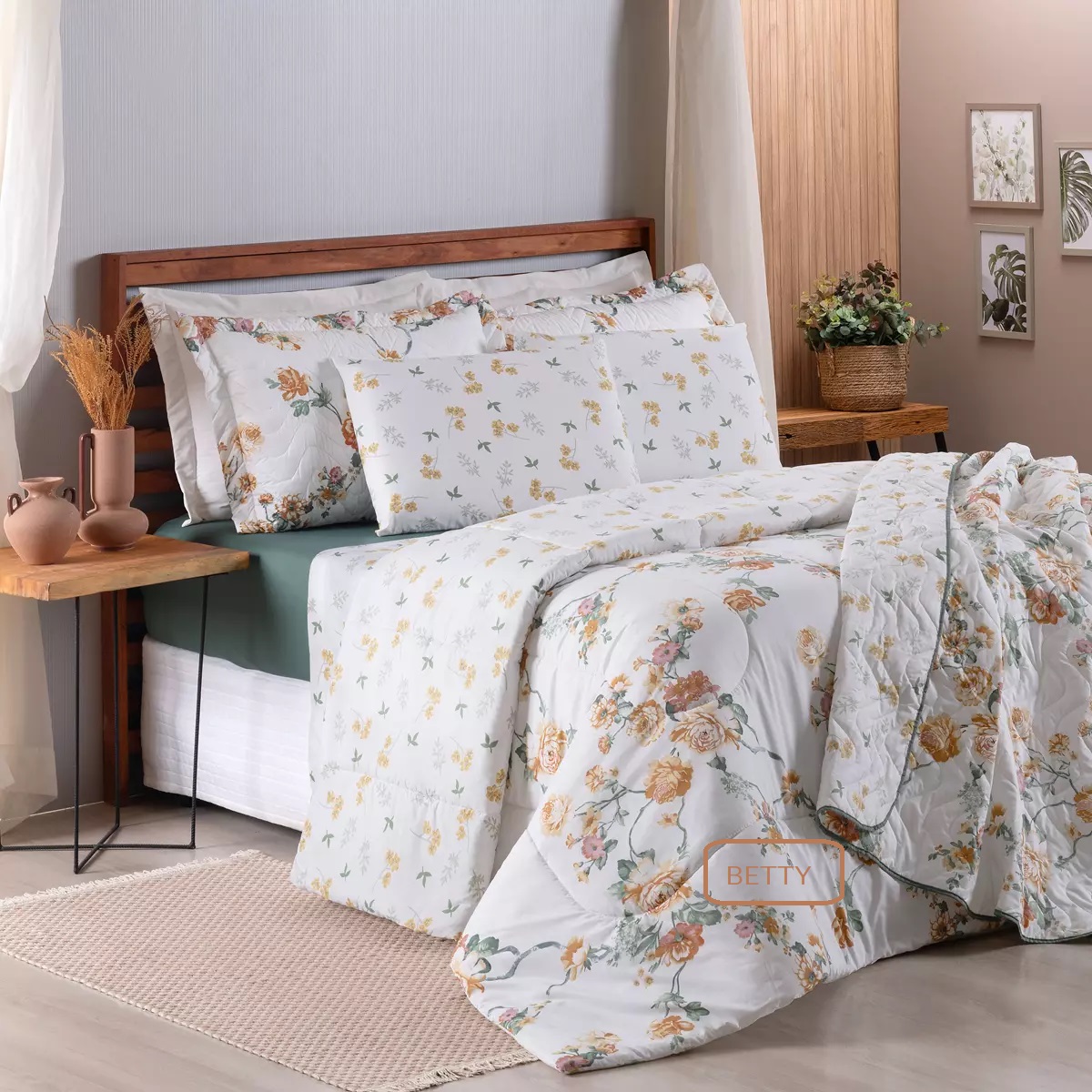 COBRE LEITO QUEEN GOLD 03 PEÇAS -  200 FIOS HIPERCAL - 06 ESTAMPAS  foto adicional 9