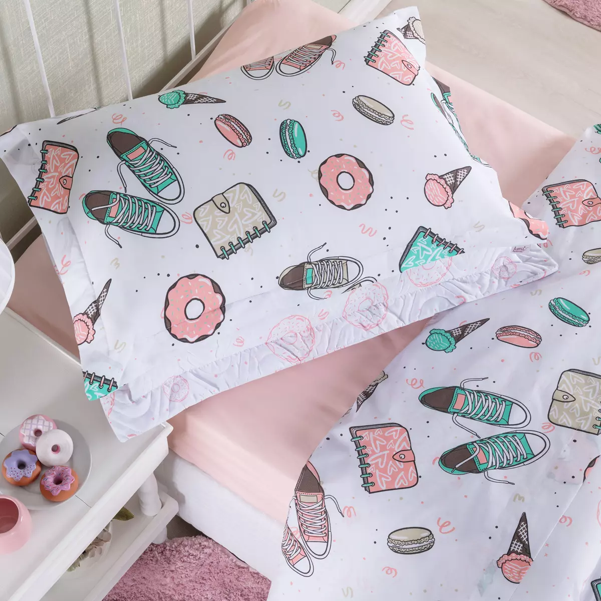 KIT  INFANTIL DONUTS 7 PECAS - DUPLA FACE foto adicional 1