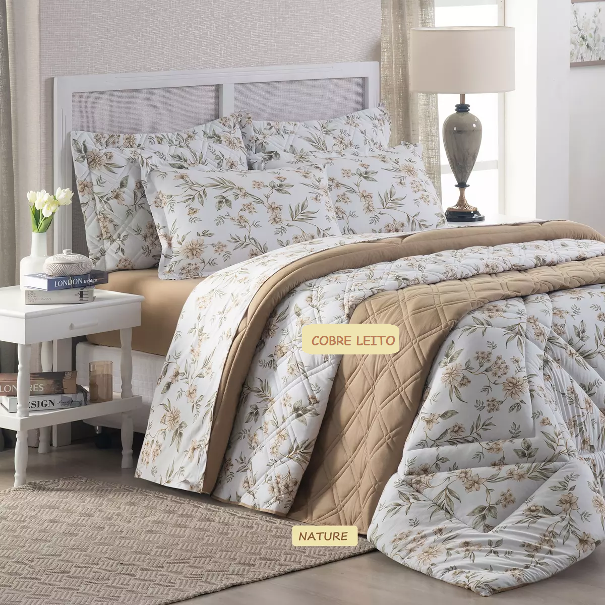 COBRE LEITO KING  MALHA TOP LINE CITY  03 PEÇAS - PURO ALGODÃO -  DUPLA FACE