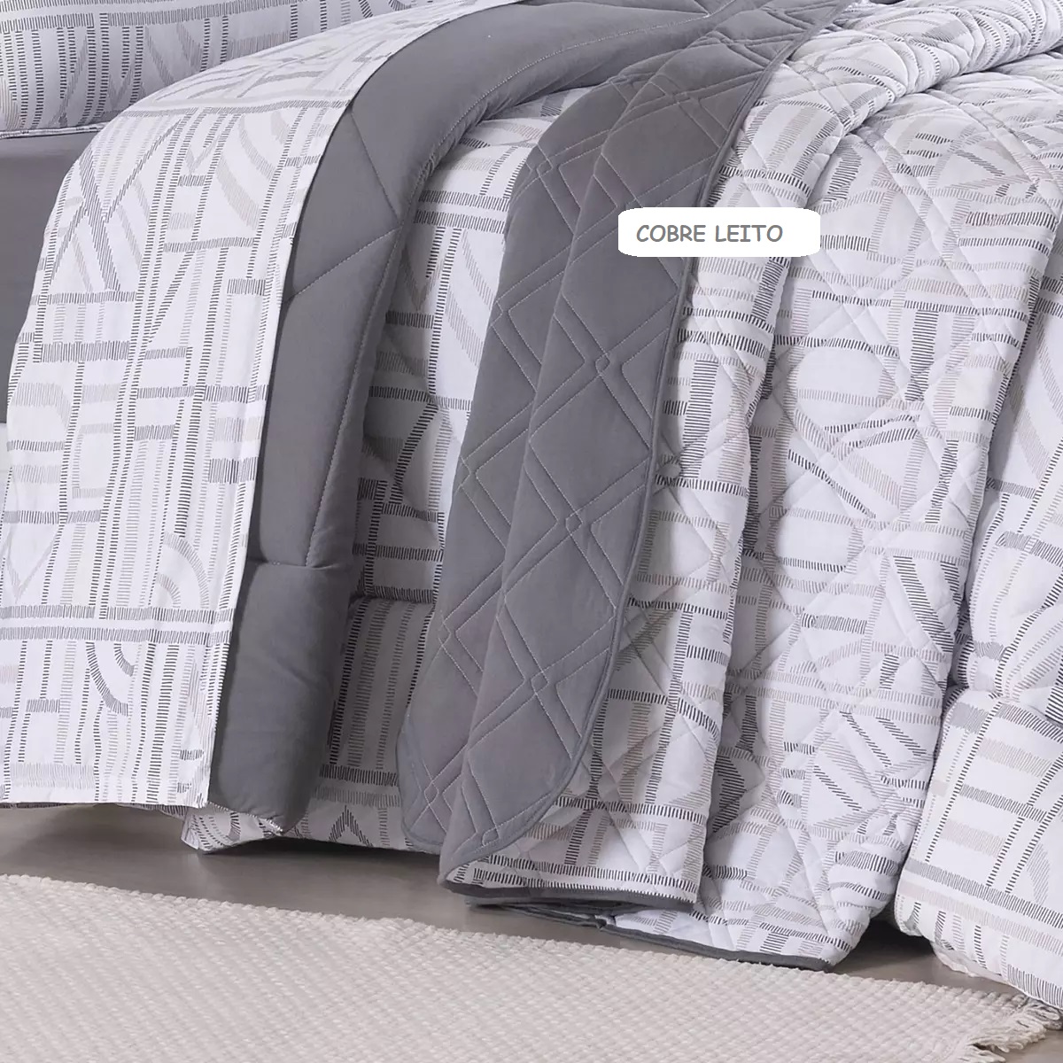 COBRE LEITO KING  MALHA TOP LINE CITY  03 PEÇAS - PURO ALGODÃO -  DUPLA FACE foto adicional 5