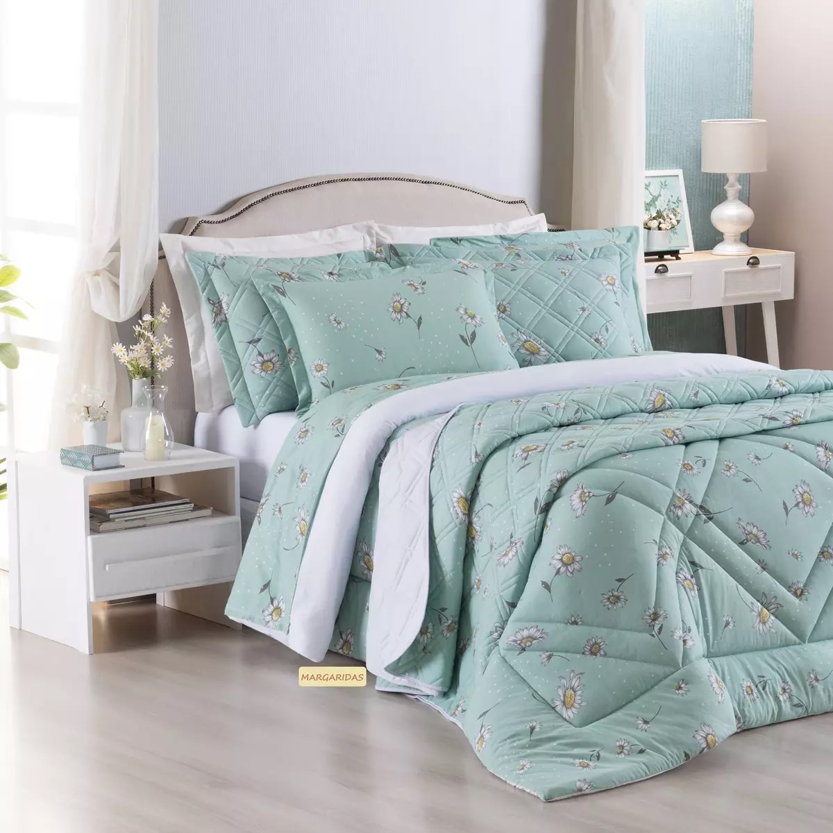 COBRE LEITO QUEEN MALHA TOP LINE CITY  03 PEÇAS - PURO ALGODÃO -  DUPLA FACE foto adicional 4