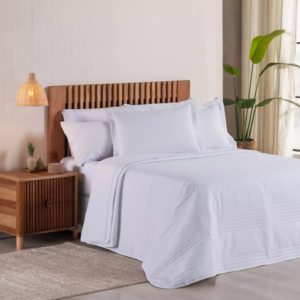 COBRE LEITO CASAL PREMIER 200 FIOS TOQUE DE ALGODÃO 4 PEÇAS foto adicional 1