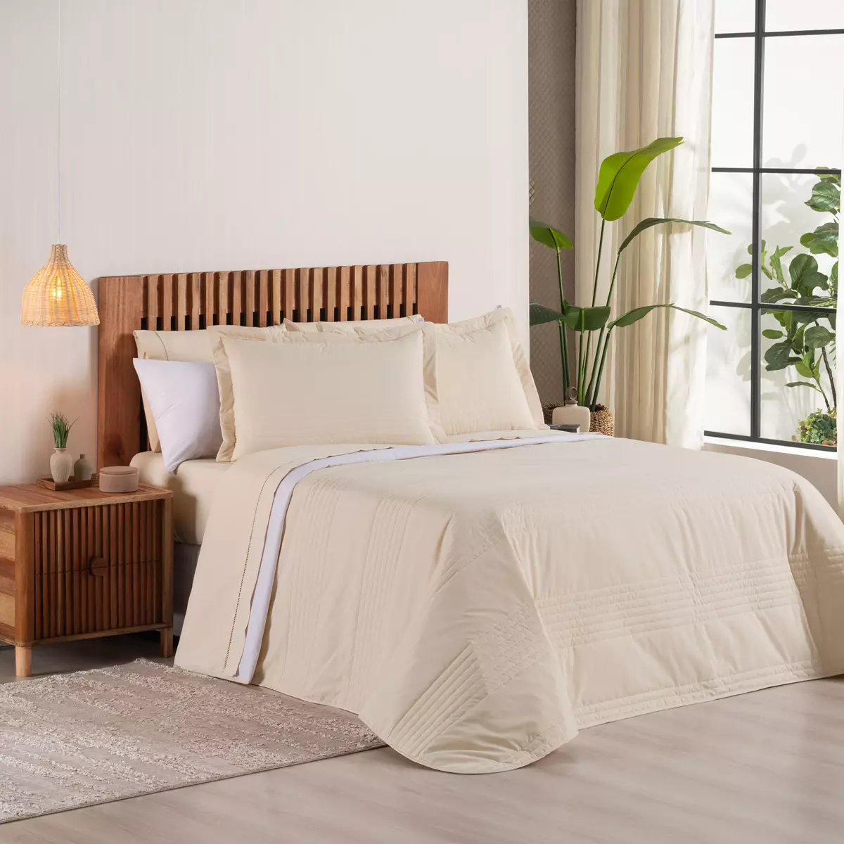 COBRE LEITO CASAL PREMIER 200 FIOS TOQUE DE ALGODÃO 4 PEÇAS foto adicional 2