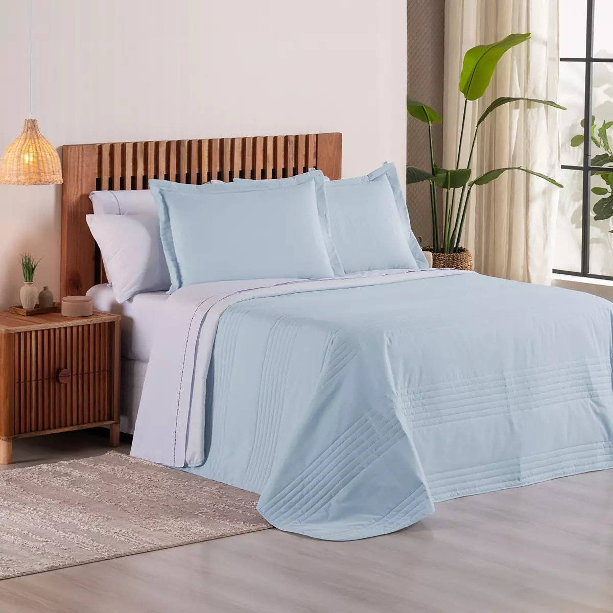 COBRE LEITO PREMIER KING DUPLA FACE 200 FIOS TOQUE DE ALGODÃO 3 PEÇAS  foto adicional 3