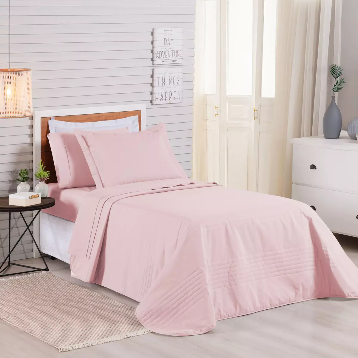 COBRE LEITO SOLTEIRO PREMIER DUPLA FACE 200 FIOS TOQUE DE ALGODÃO 2 PEÇAS