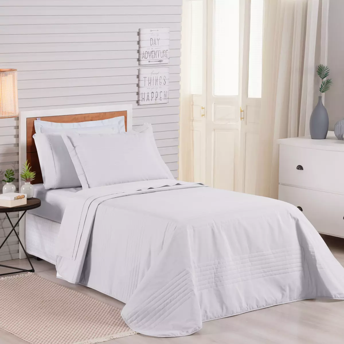 COBRE LEITO SOLTEIRO PREMIER DUPLA FACE 200 FIOS TOQUE DE ALGODÃO 2 PEÇAS foto adicional 4