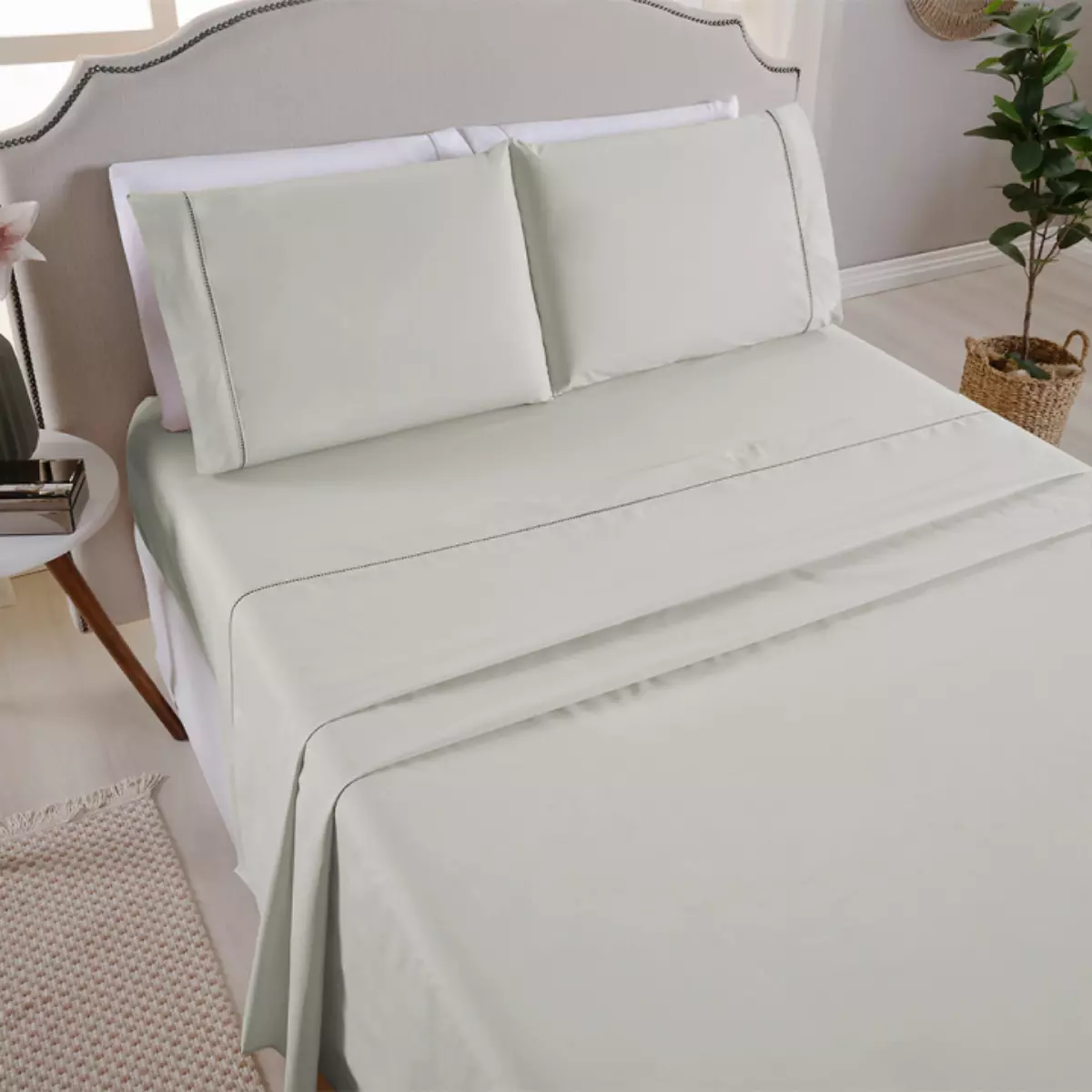 JOGO DE CAMA KING PREMIER 200 FIOS TOQUE DE ALGODÃO 4 PEÇAS foto adicional 2