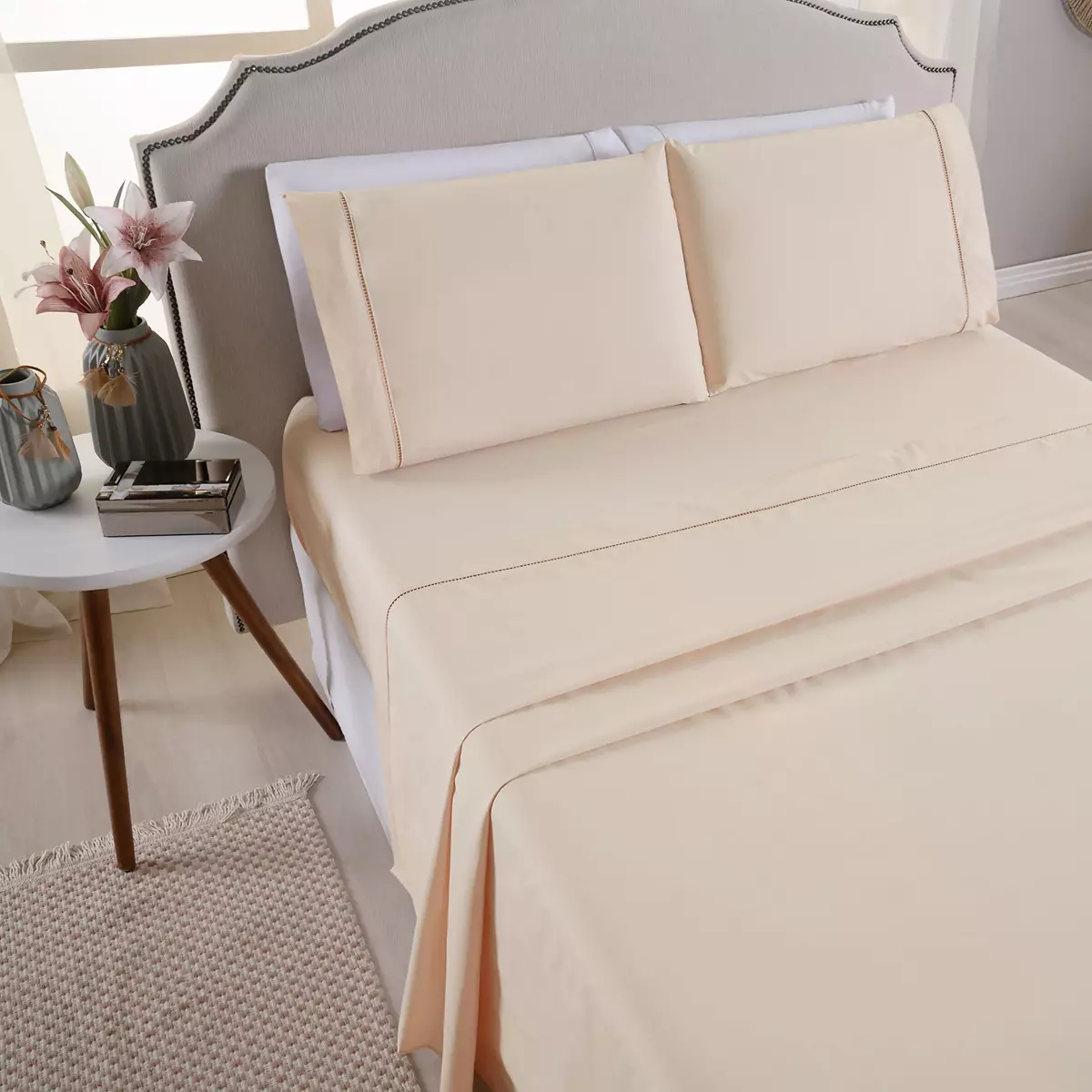 JOGO DE CAMA KING PREMIER 200 FIOS TOQUE DE ALGODÃO 4 PEÇAS foto adicional 4