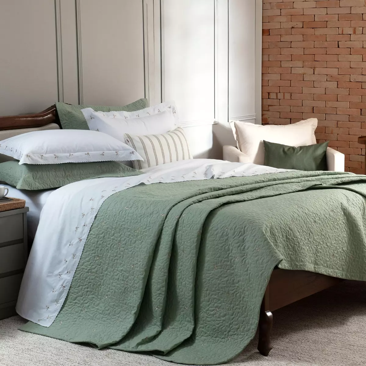 COBRE LEITO  BORDADO KING FASCÍNIO  3 PEÇAS