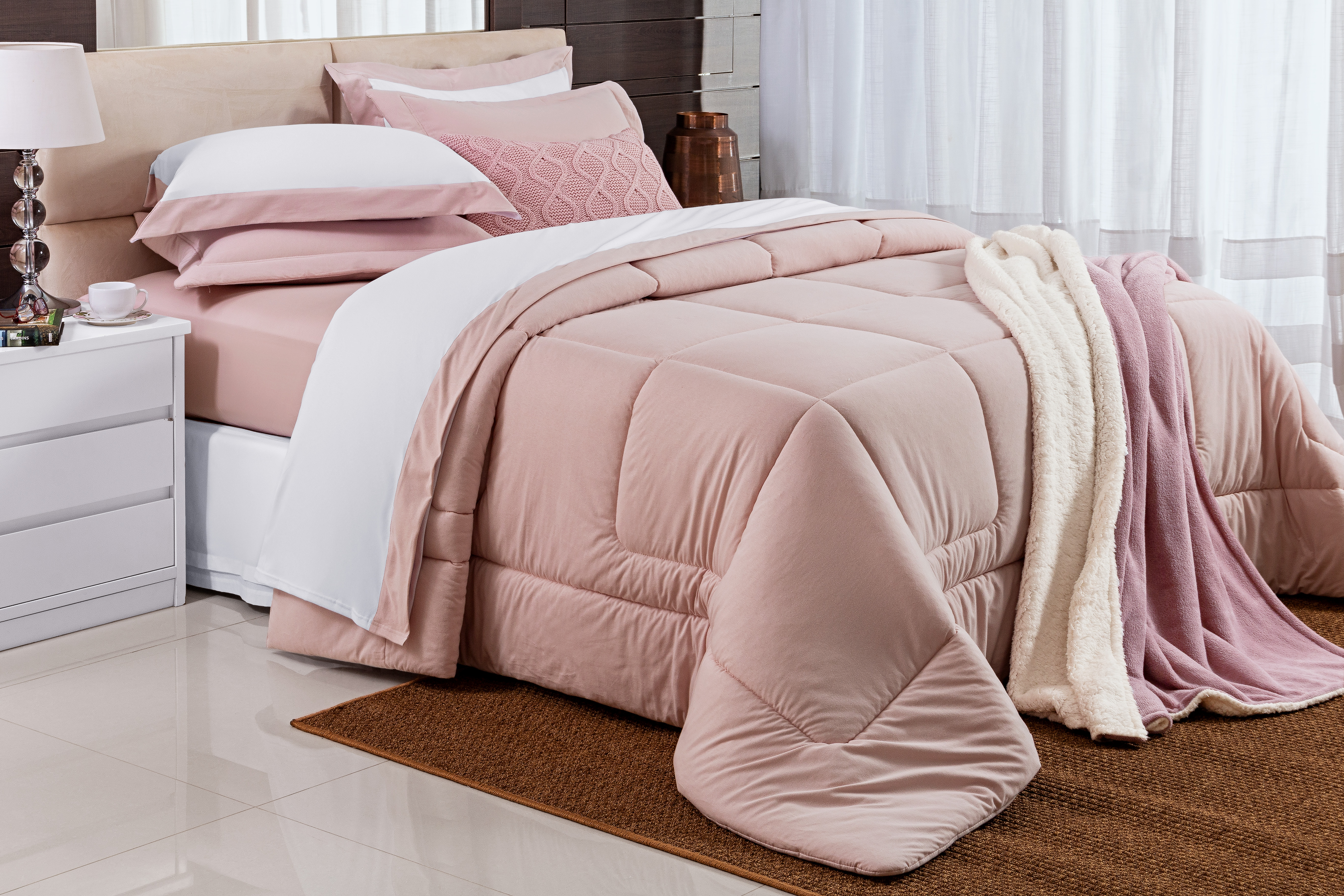 EDREDOM SOLTEIRO MALHA NATURA 1 PEÇA - DUPLA FACE- 07 CORES DISPONÍVEIS foto adicional 4