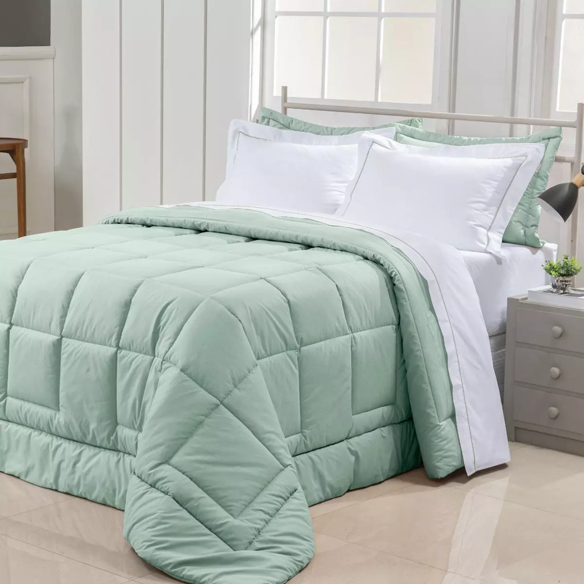 KIT EDREDOM QUEEN MALHA NATURA 01 PEÇA - DUPLA FACE - 8 CORES  foto adicional 4