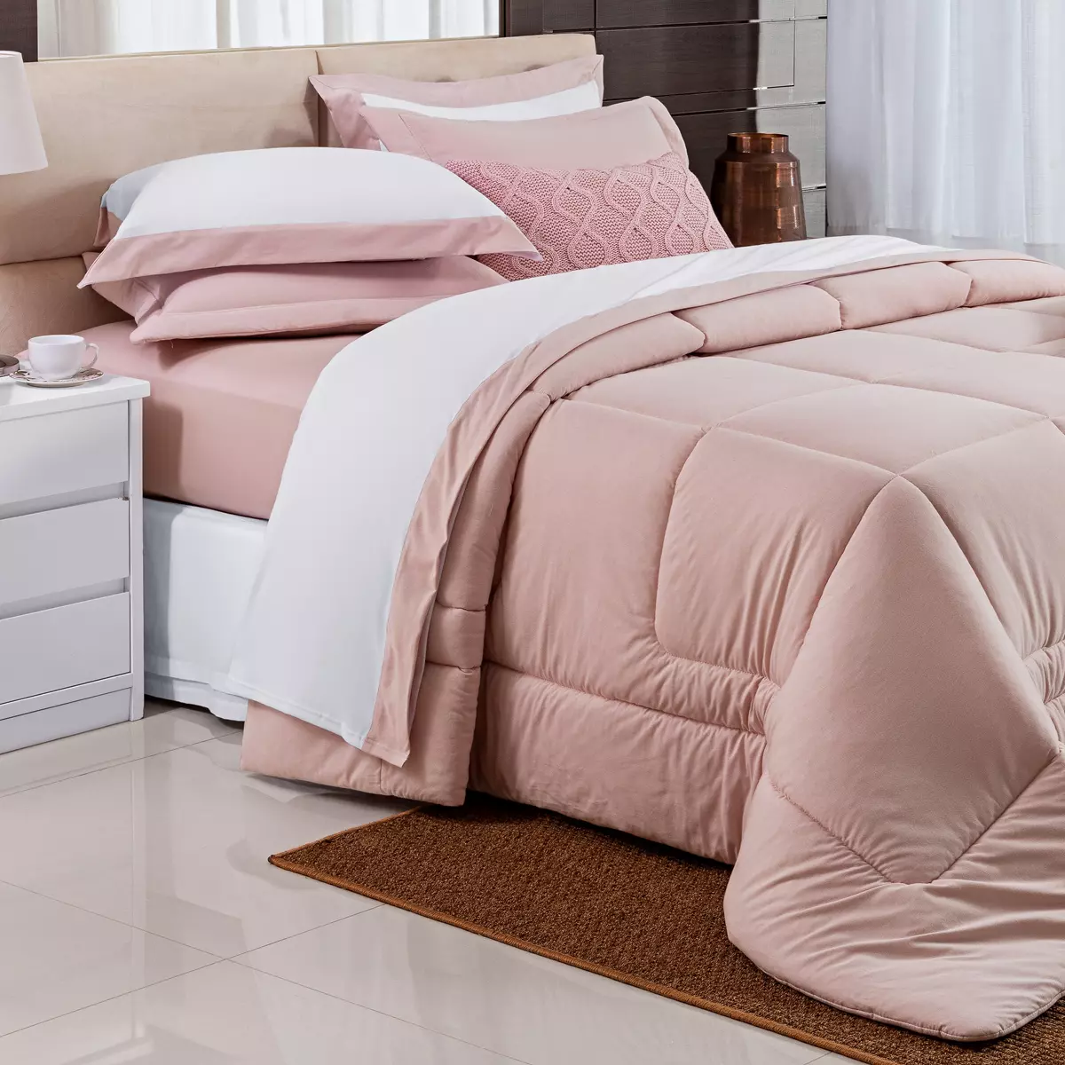 KIT EDREDOM QUEEN MALHA NATURA 01 PEÇA - DUPLA FACE - 8 CORES  foto adicional 7