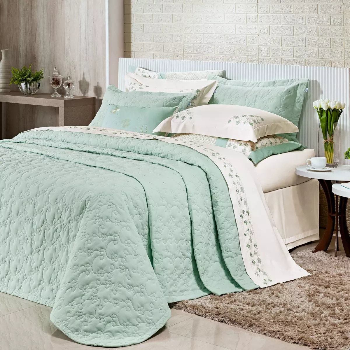 COBRE LEITO  QUEEN  AMALF 03 PEÇAS -  PERCAL 200 FIOS foto adicional 2