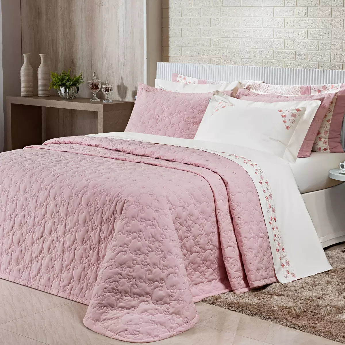 COBRE LEITO  SUPER KING AMALF 03 PEÇAS -  PERCAL 200 FIOS foto adicional 2