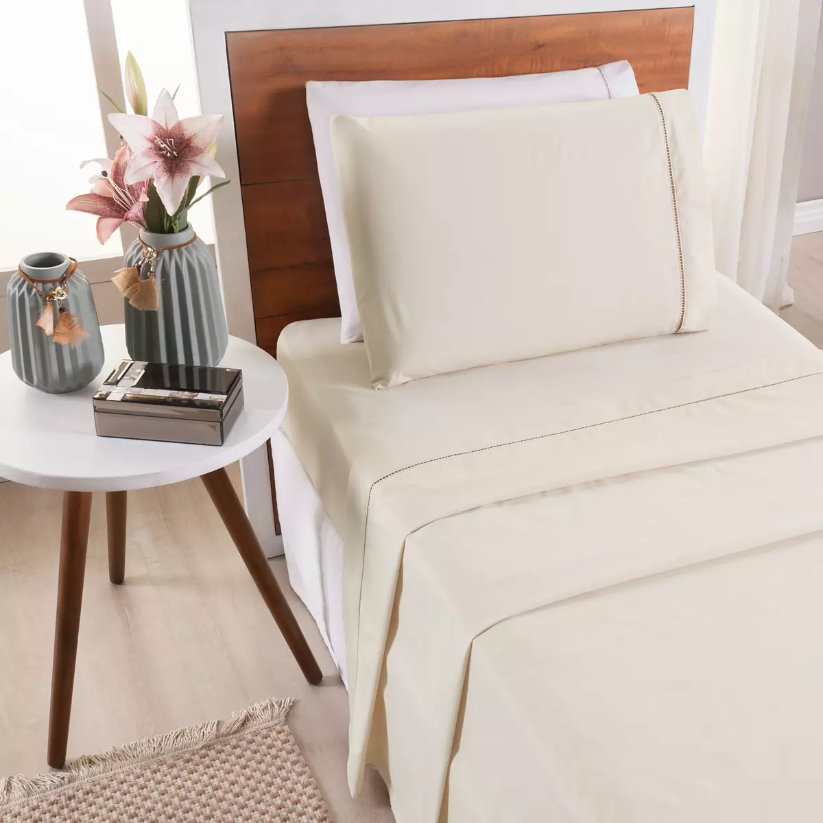 JOGO DE CAMA SOLTEIRO PREMIER  200 FIOS TOQUE DE ALGODÃO 3 PEÇAS foto adicional 1