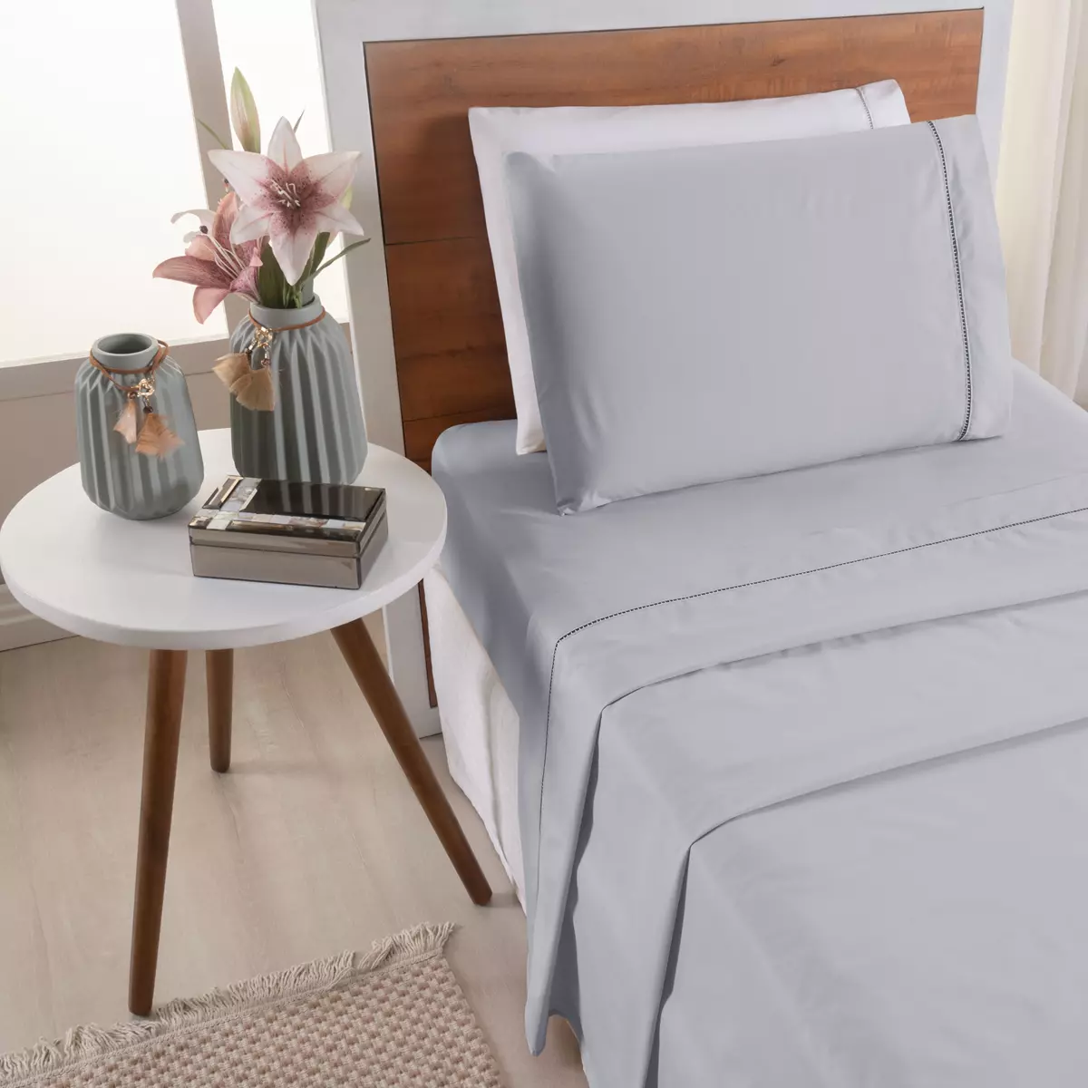 JOGO DE CAMA SOLTEIRO PREMIER  200 FIOS TOQUE DE ALGODÃO 3 PEÇAS foto adicional 2