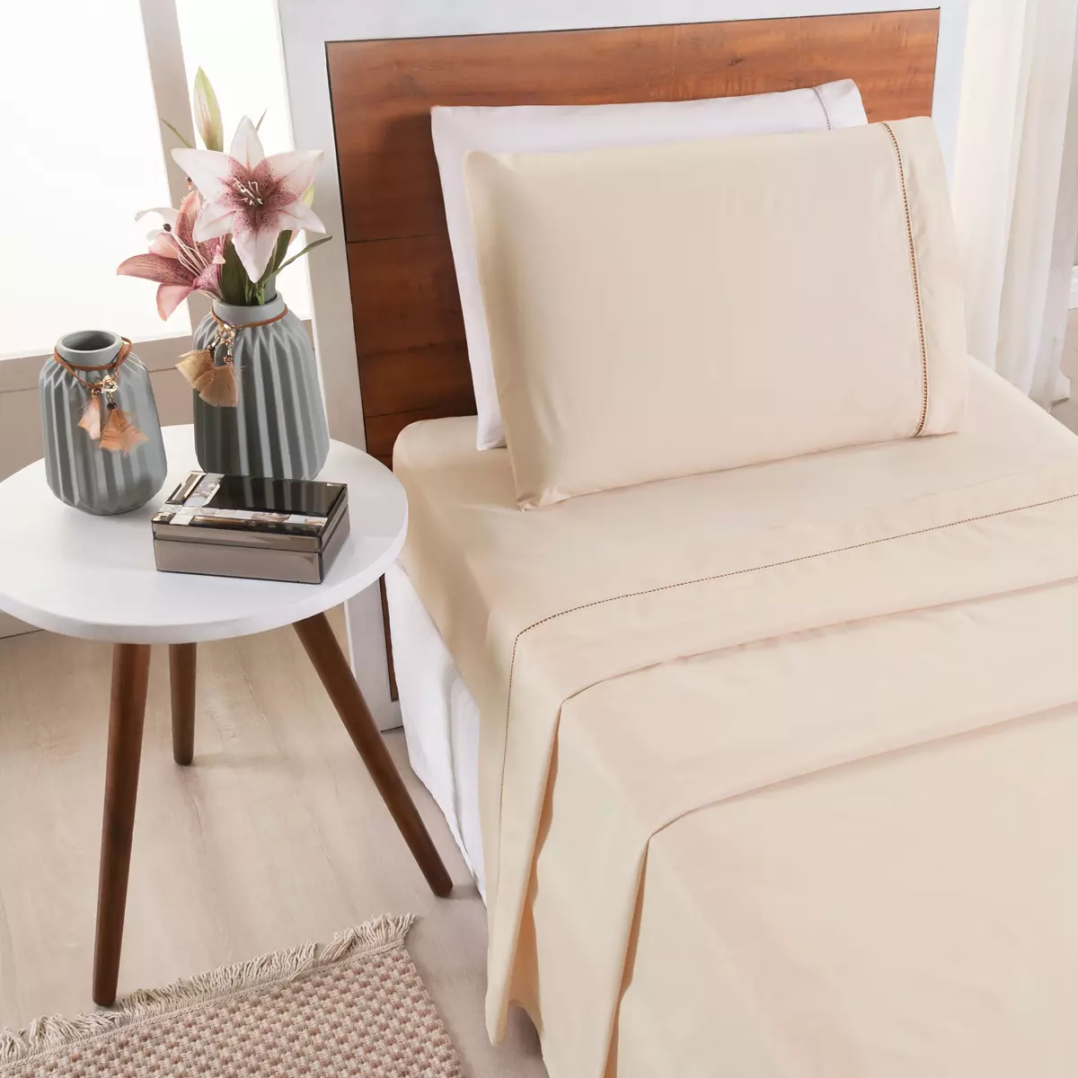 JOGO DE CAMA SOLTEIRO PREMIER  200 FIOS TOQUE DE ALGODÃO 3 PEÇAS foto adicional 3