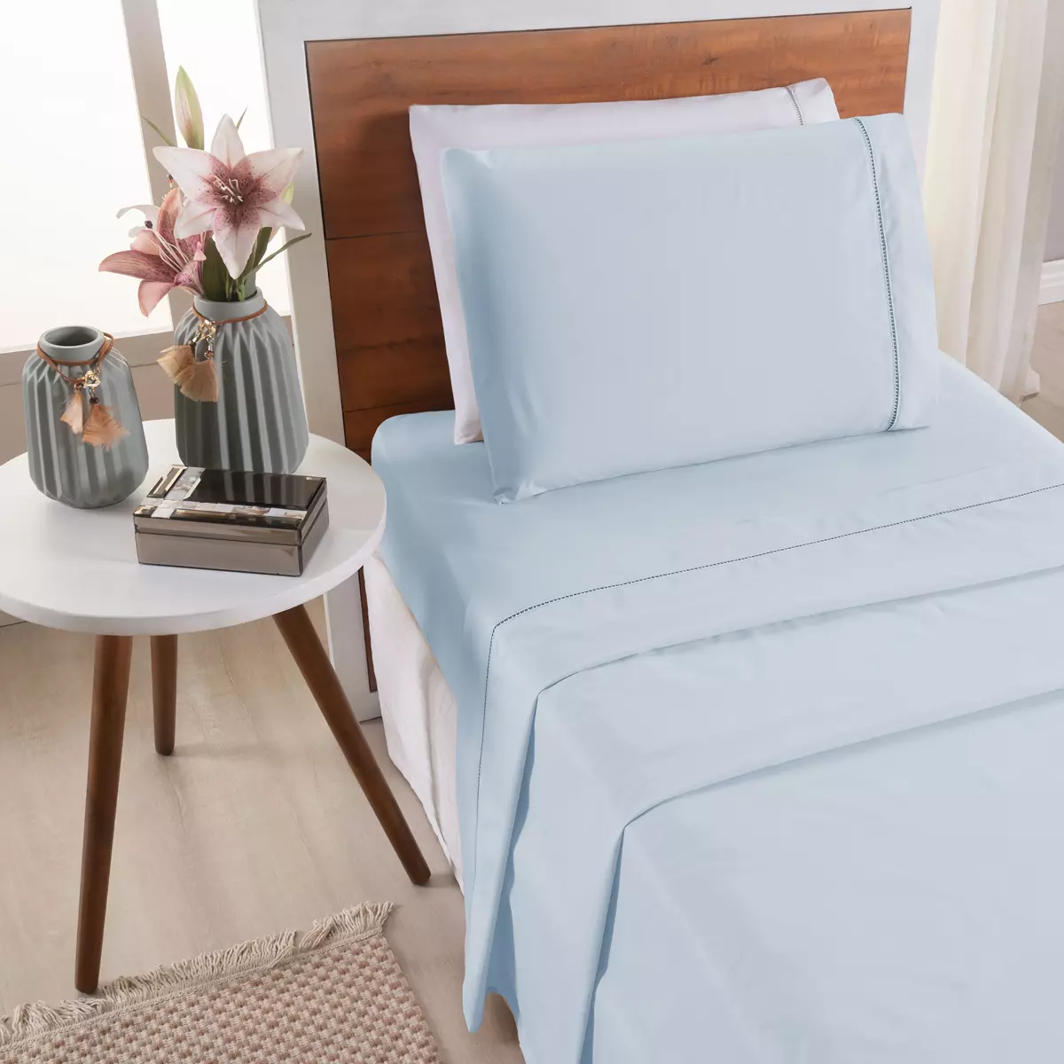 JOGO DE CAMA SOLTEIRO PREMIER  200 FIOS TOQUE DE ALGODÃO 3 PEÇAS foto adicional 5