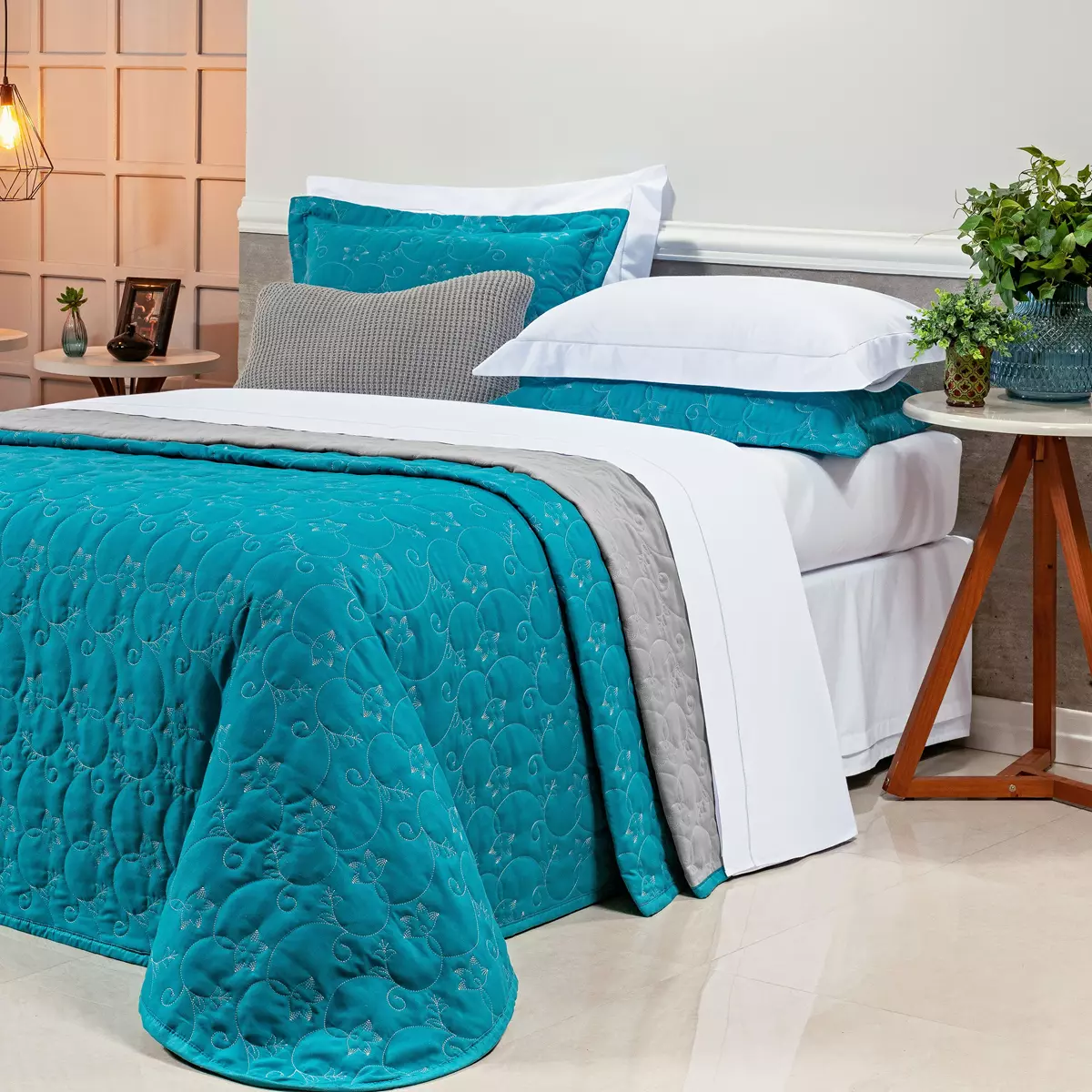 COBRE LEITO KING BOUTI 400 FIOS MICRO PERCAL - 3 PECAS foto adicional 1