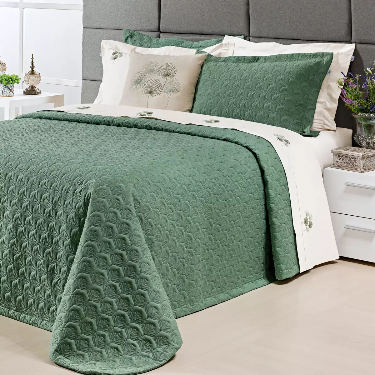 COBRE LEITO QUEEN SURI 200 FIOS MICRO PERCAL PELETIZADO - 3 PECAS foto adicional 1