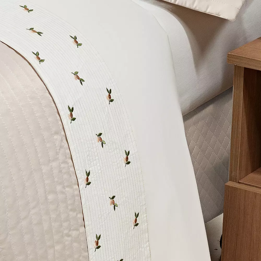 JOGO DE CAMA CASAL IPANEMA 04 PEÇAS -  PERCAL 200 FIOS - BORDADO foto adicional 2