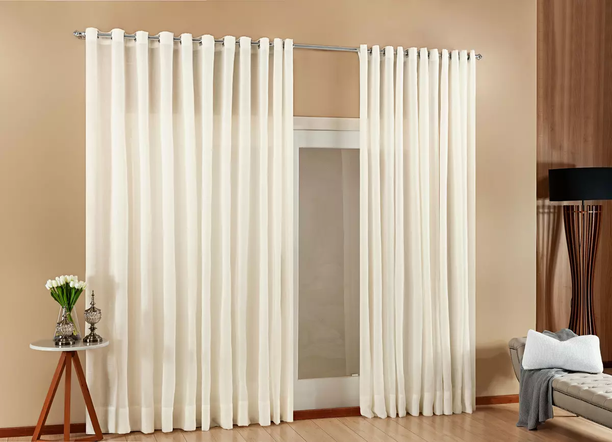 CORTINA TRÉCCIA  DE GAZE DE LINHO E VOIL BORDADO COM ILHÓS CROMADO PARA ESPAÇO DE 3,00 M LARG X 2,80M ALT. foto adicional 8