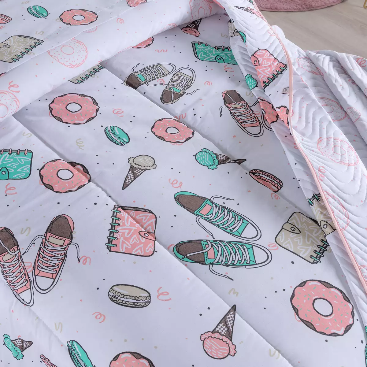 EDREDOM INFANTIL DONUTS 1 PEÇA  - 180 FIOS - DUPLA FACE foto adicional 1