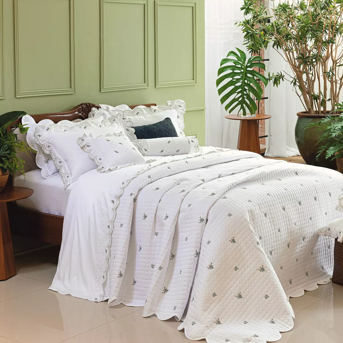 COBRE LEITO KING  ESSENZA 03 PEÇAS  - PERCAL 300 FIOS ACETINADOS