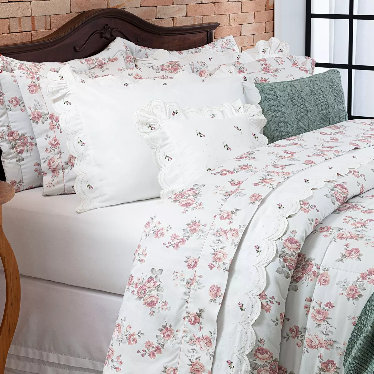 COBRE LEITO SUPER  KING  POEME 3 PEÇAS - PERCAL 300 FIOS ACETINADOS foto adicional 3